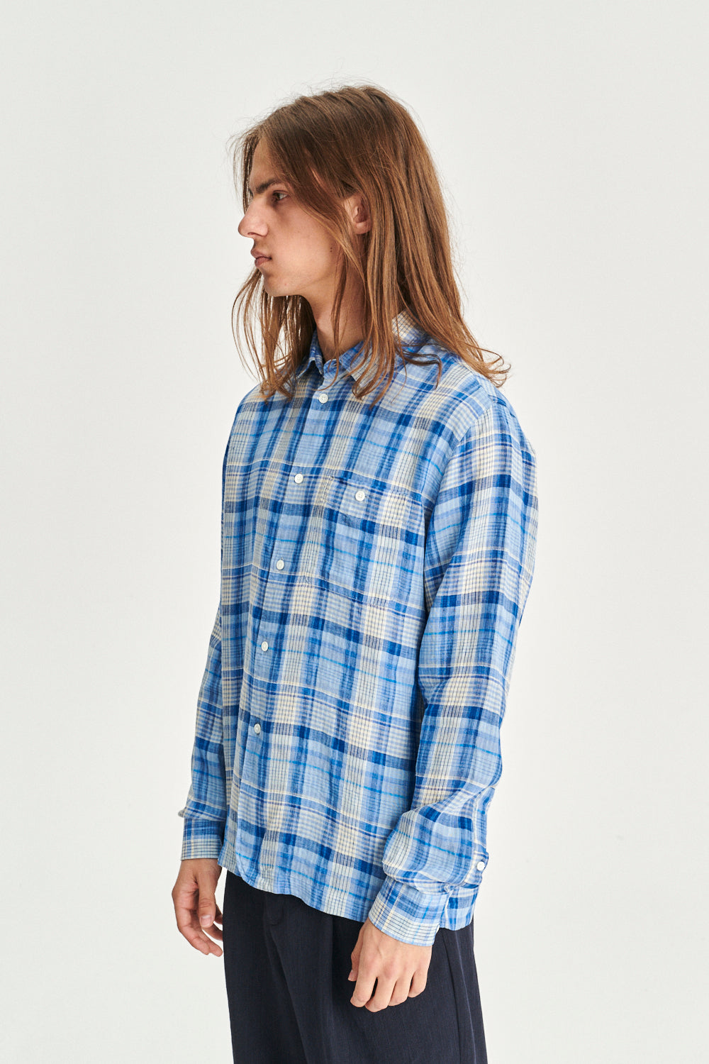 Strong Shirt in a Vibrant Blue and White Italian Linen