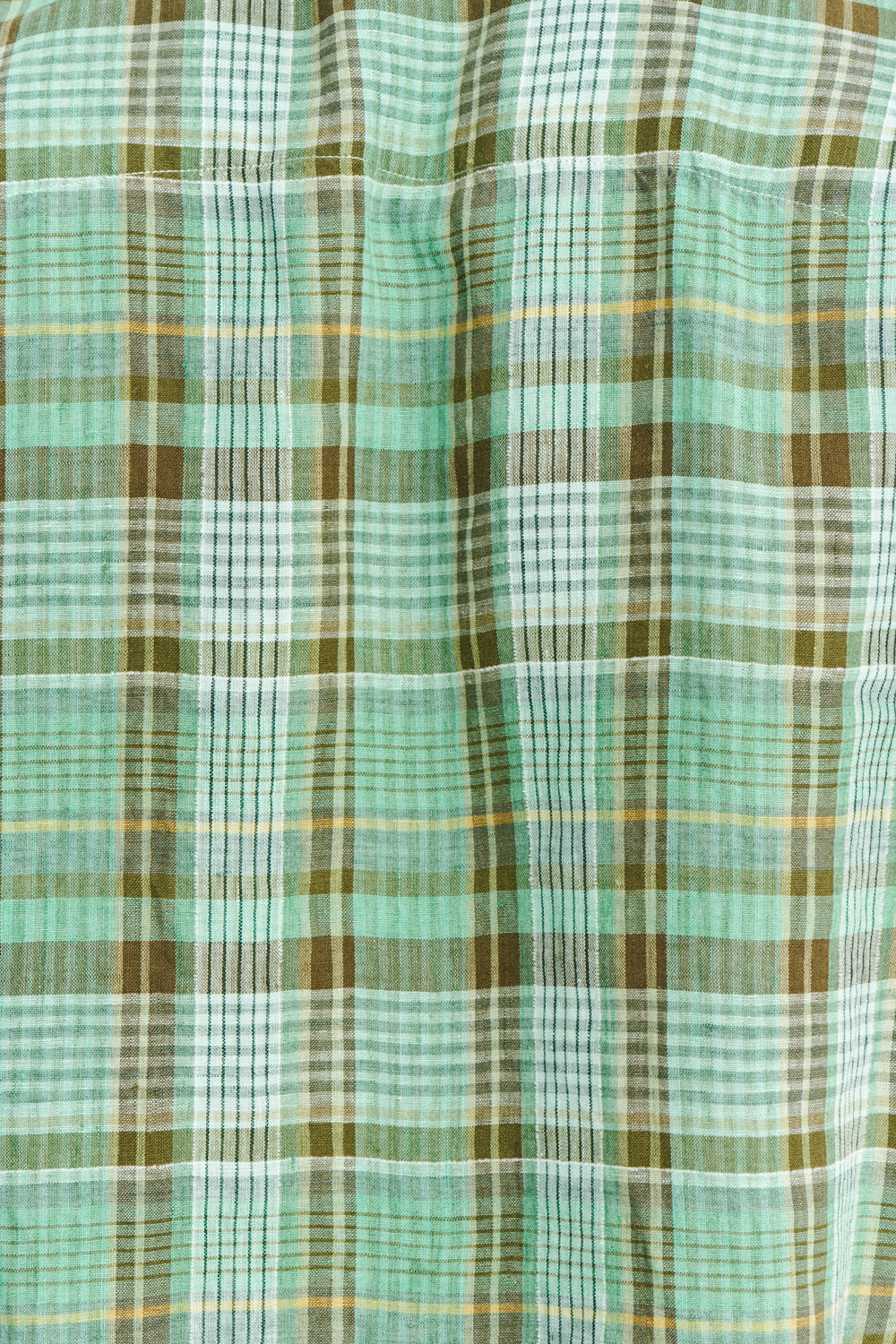 Strong Shirt in a Green and Beige Italian LInen Check