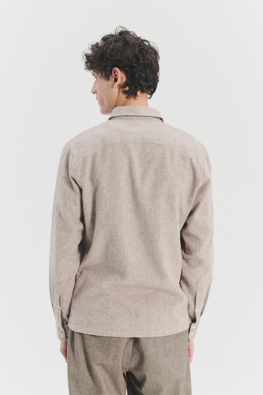 Strong Shirt in a Beige Recycled Structural Flannel with  Hemp Buttons