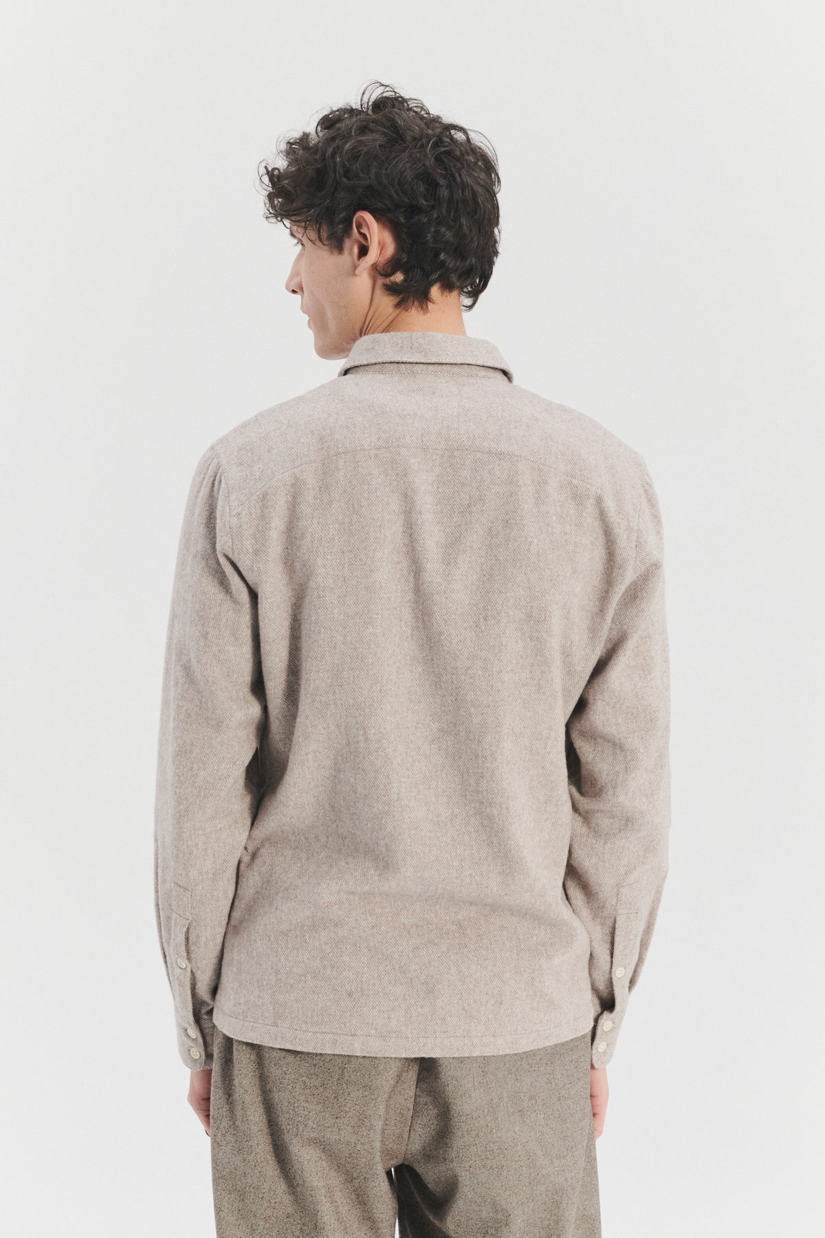 Strong Shirt in a Beige Recycled Flannel with  Hemp Buttons