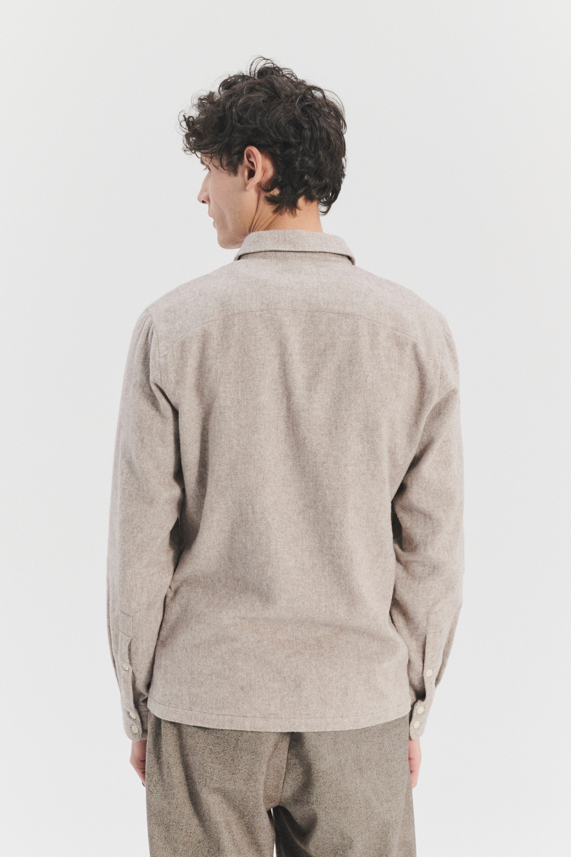 Strong Shirt in a Beige Recycled Structural Flannel with  Hemp Buttons