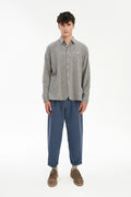 Strong Shirt in a Grey Recycled Structural Italian Cotton Flannel with Signature Hemp Buttons