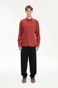 Strong Shirt in a Deep Orange Melange Recycled Italian Cotton Flannel