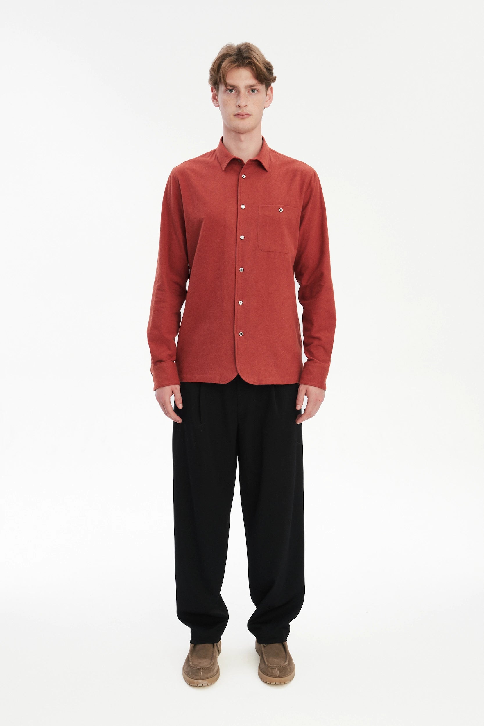 Strong Shirt in Orange Recycled Structural Flannel