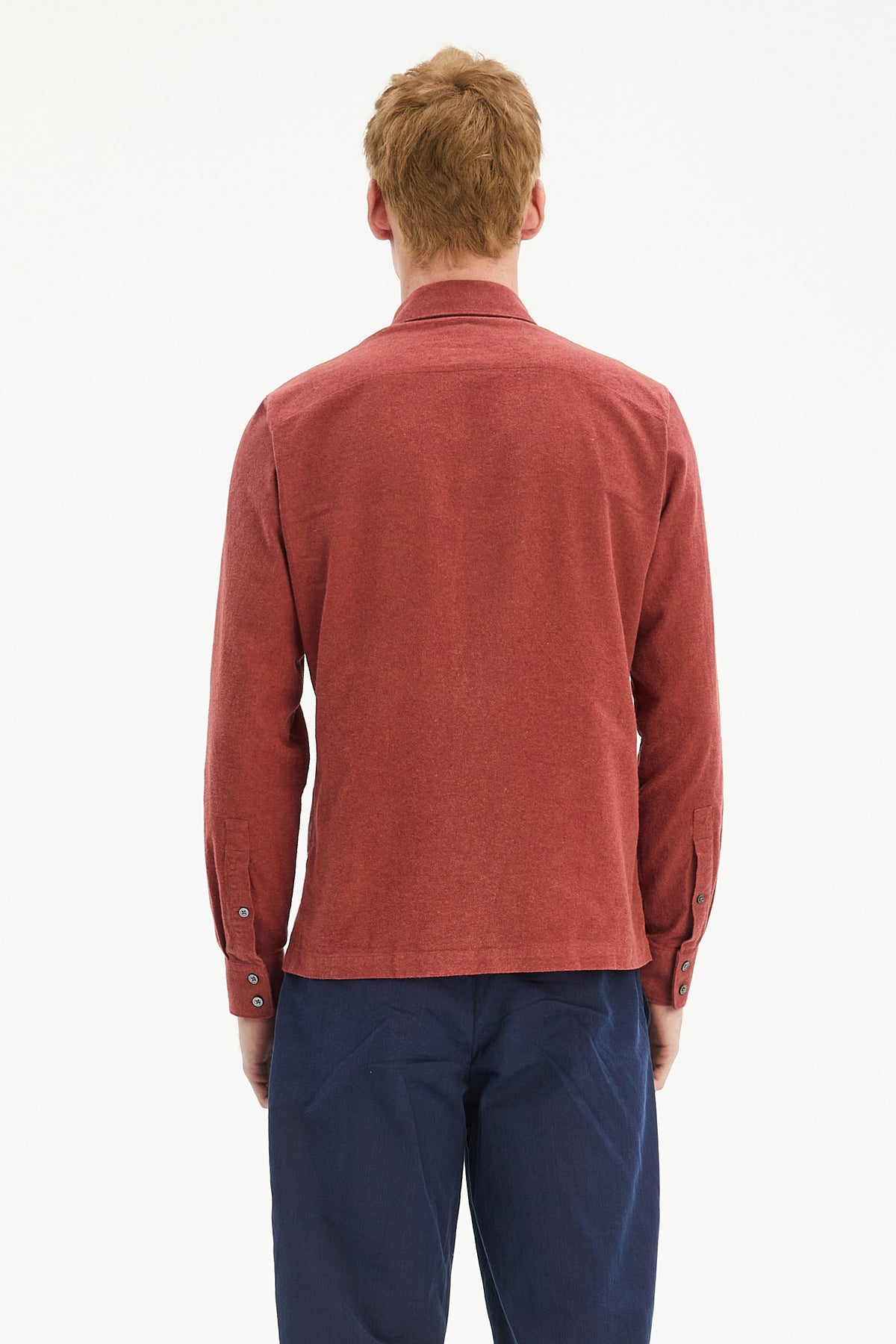Strong Shirt in a Deep Orange Melange Recycled Italian Cotton Flannel