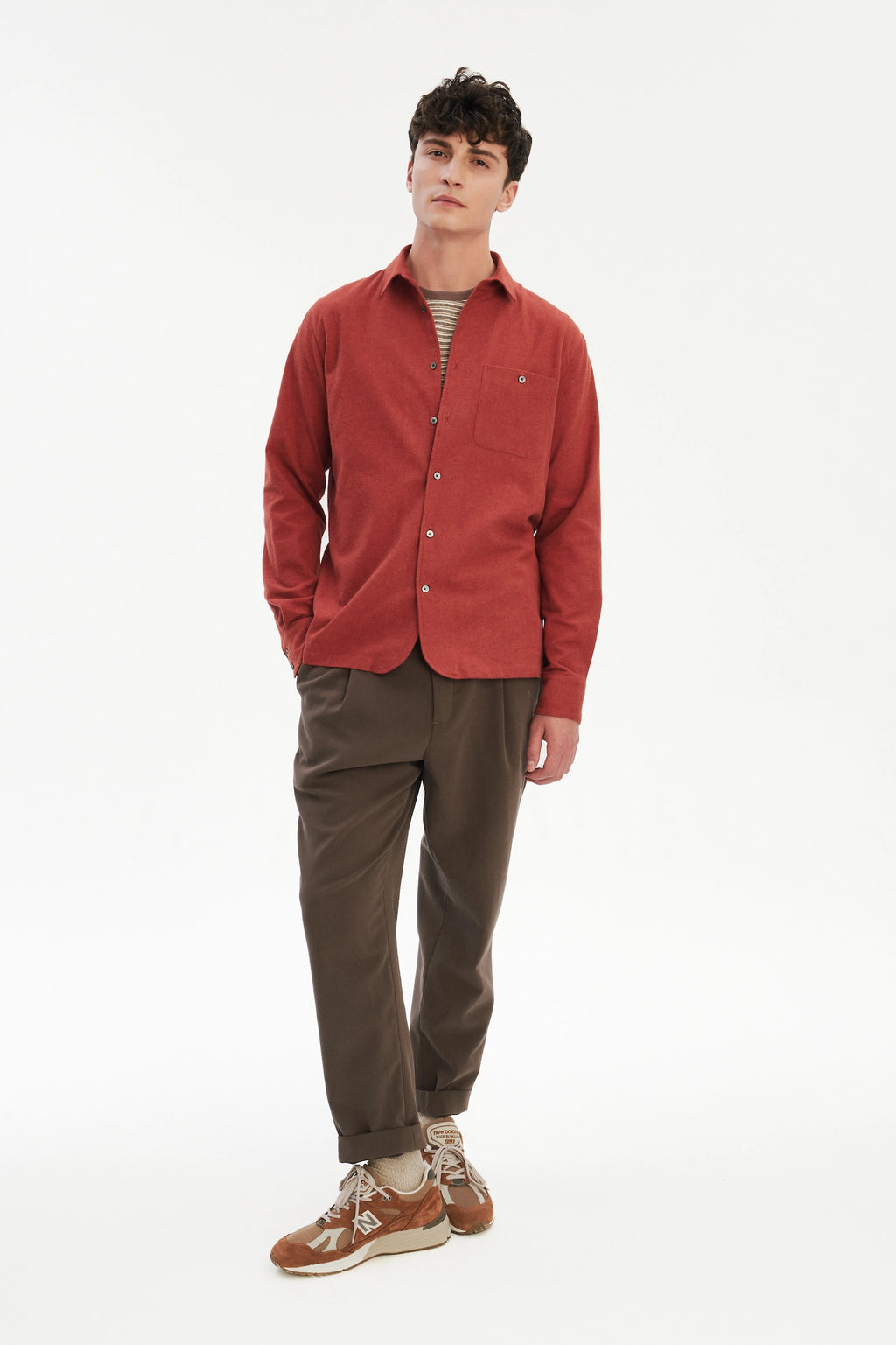 Strong Shirt in Orange Recycled Structural Flannel