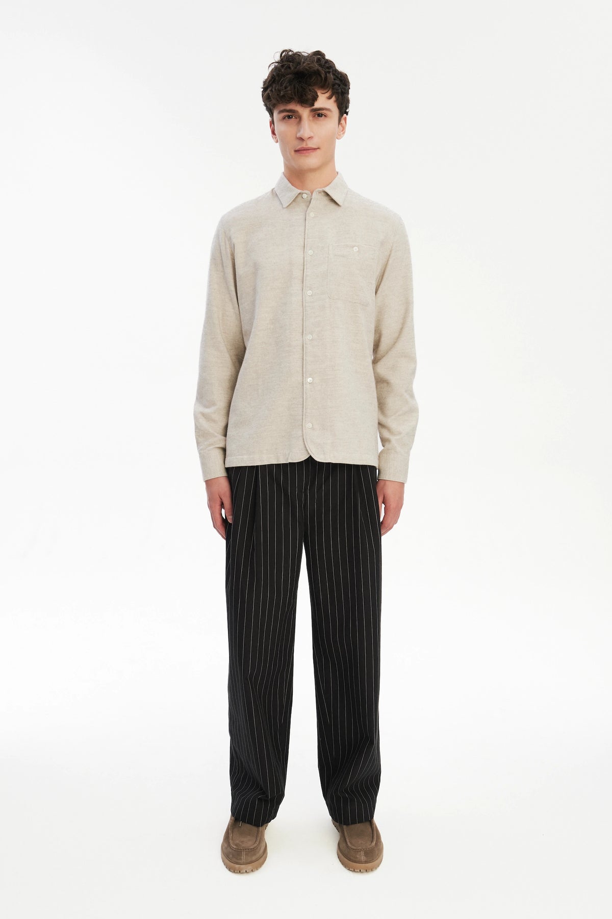 Strong Shirt in a Cream Beige Japanese Blend of Organic Cotton and Yak