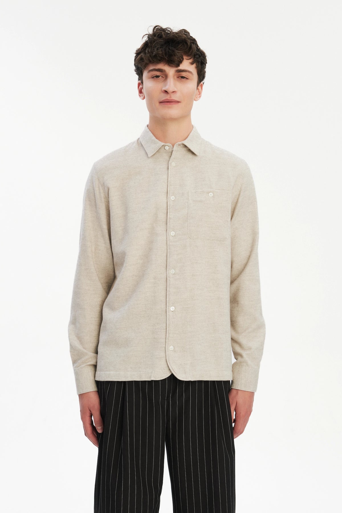 Strong Shirt in a Cream Beige Japanese Blend of Organic Cotton and Yak