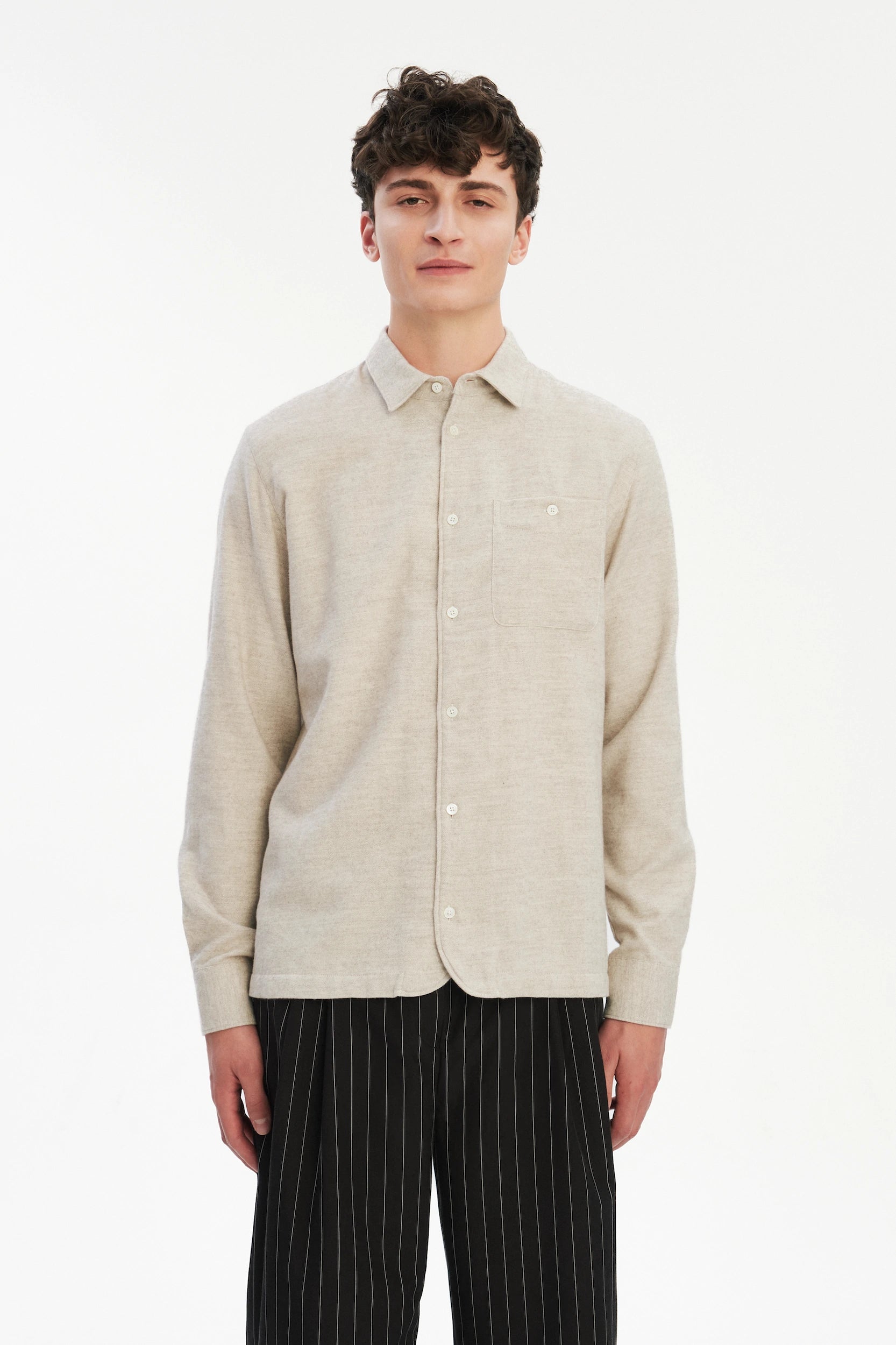 Strong Shirt in a Japanese Blend of Organic Cotton and Yak – Beige