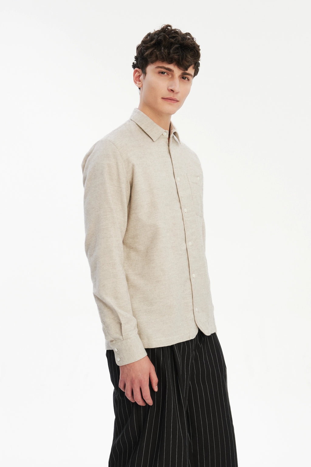 Strong Shirt in a Japanese Blend of Organic Cotton and Yak – Beige