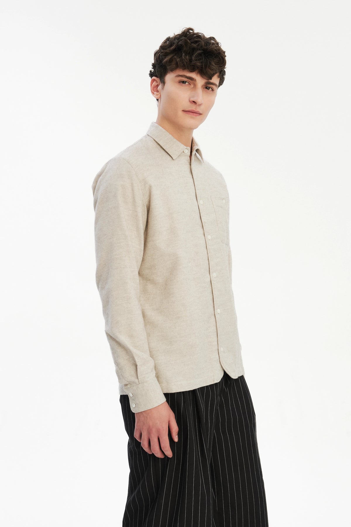 Strong Shirt in a Cream Beige Japanese Blend of Organic Cotton and Yak