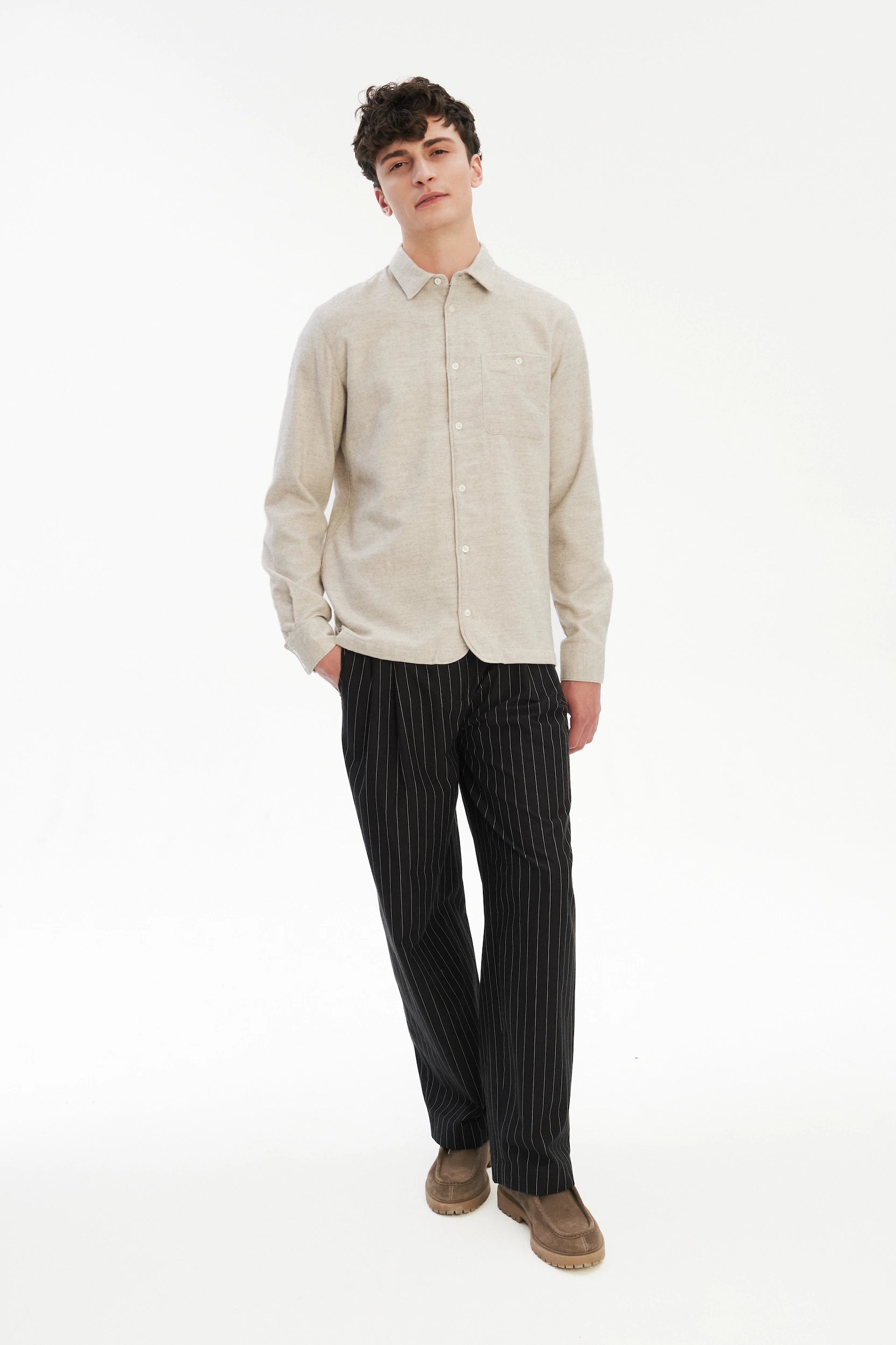 Strong Shirt in a Japanese Blend of Organic Cotton and Yak – Beige