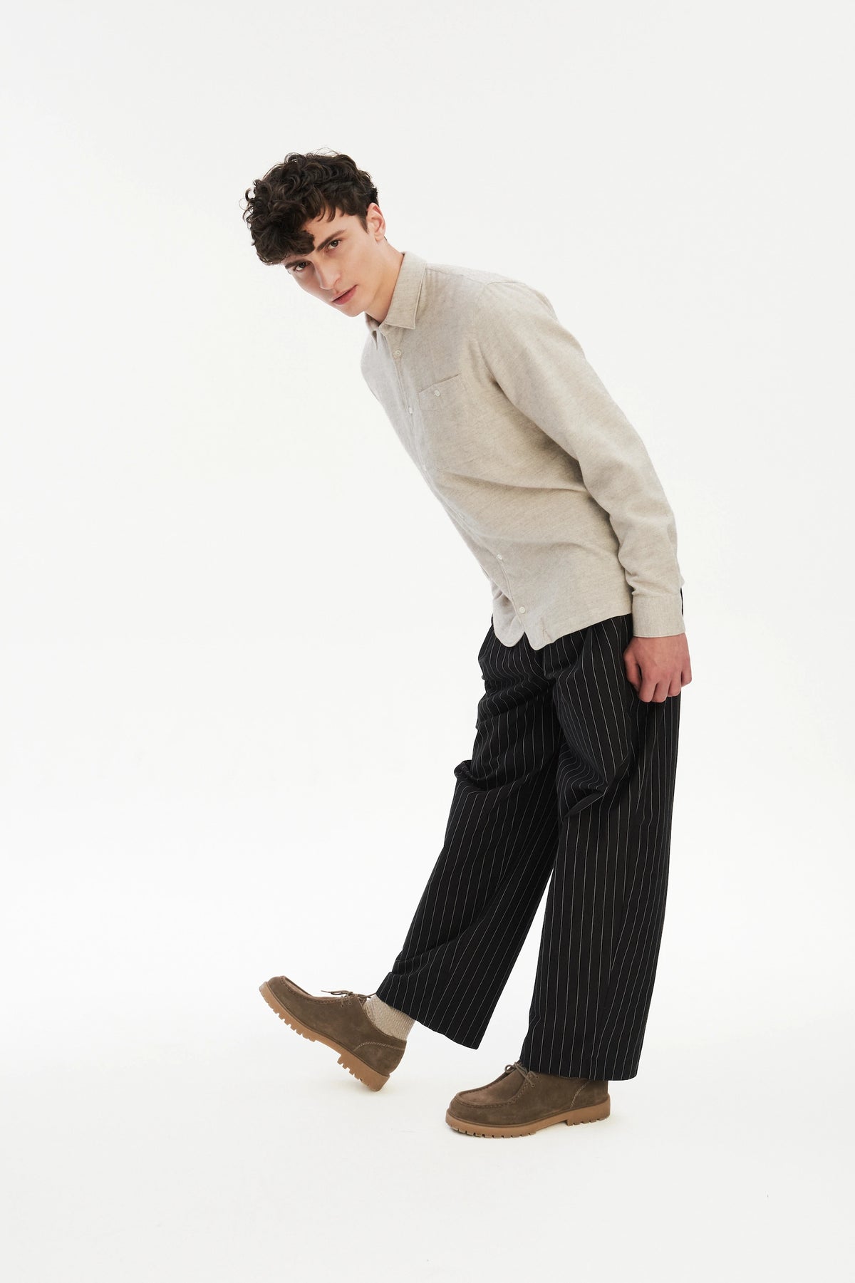 Strong Shirt in a Cream Beige Japanese Blend of Organic Cotton and Yak