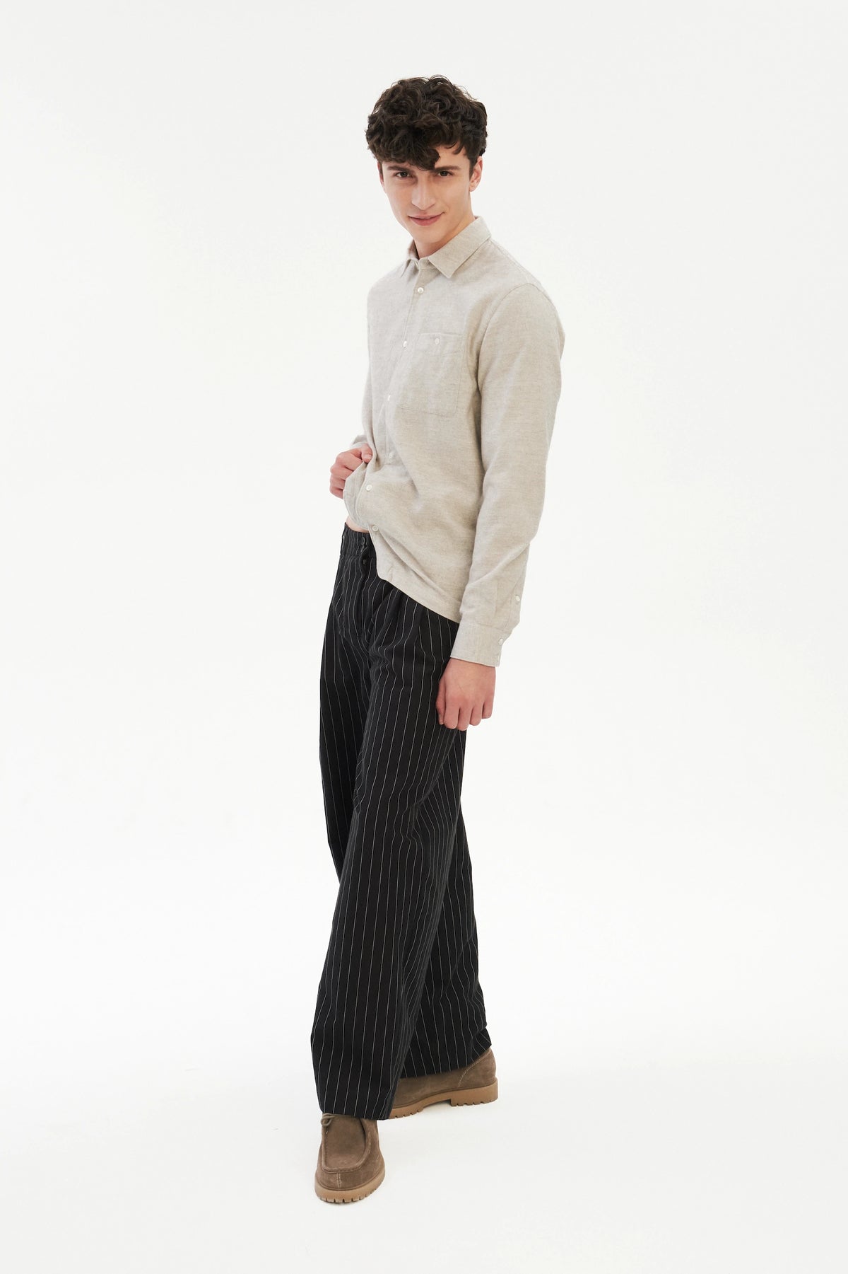Strong Shirt in a Cream Beige Japanese Blend of Organic Cotton and Yak