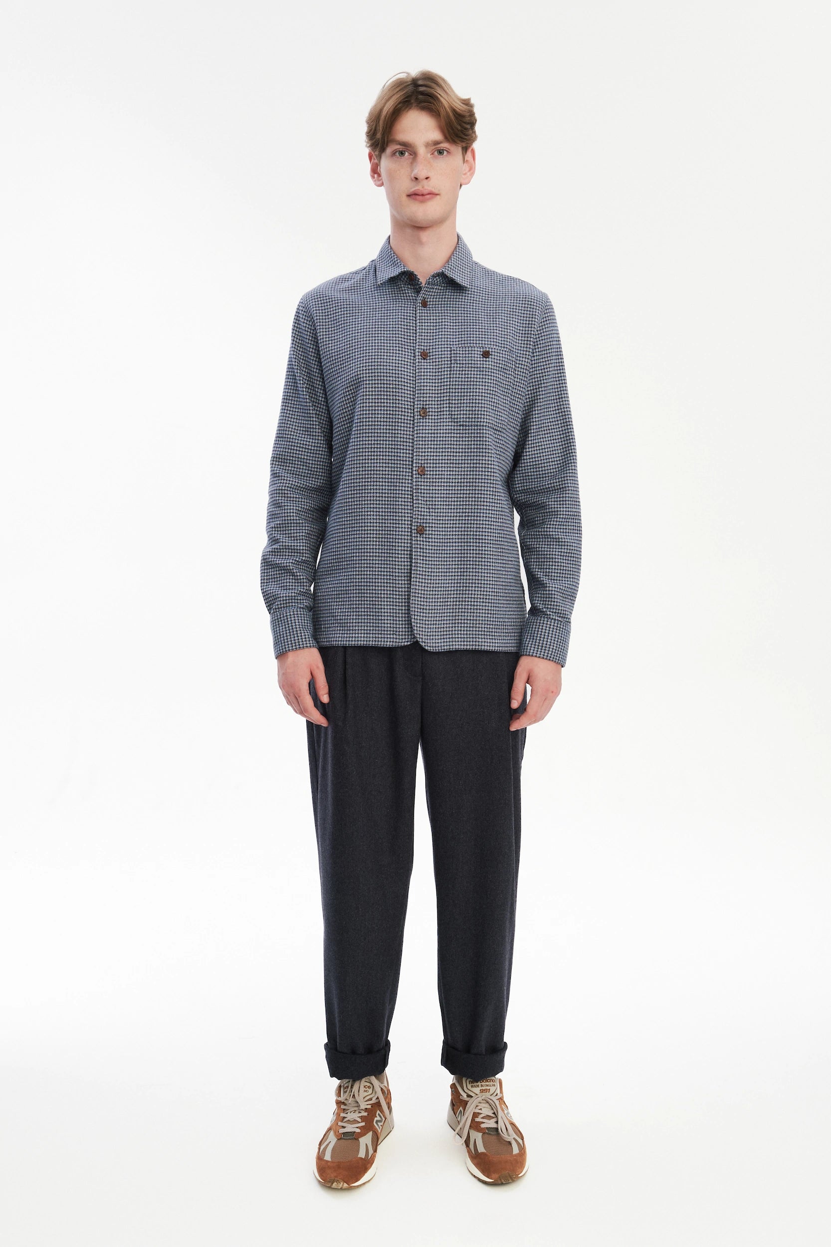 Strong Shirt in a Navy Blue Portuguese Cotton Flannel