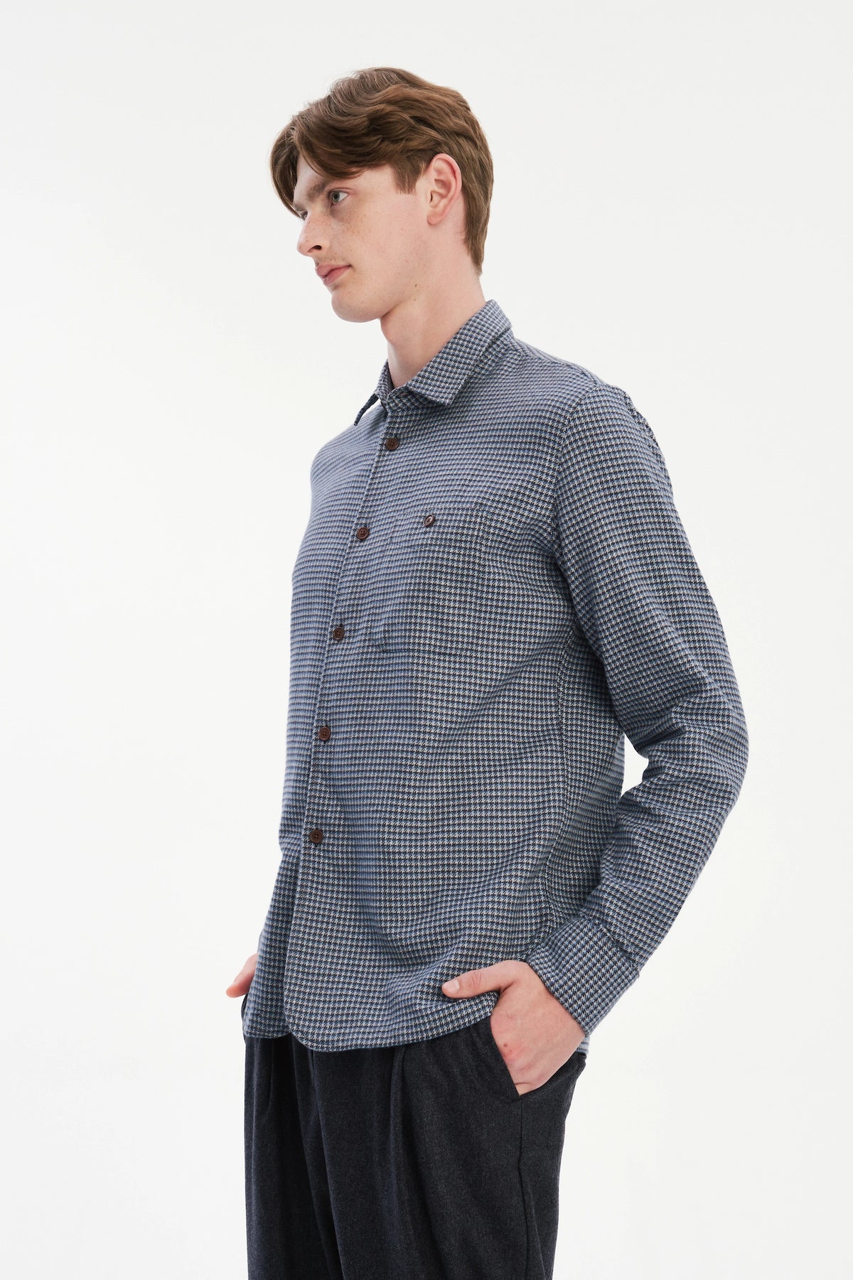Strong Shirt in a Navy Blue Portuguese Cotton Flannel