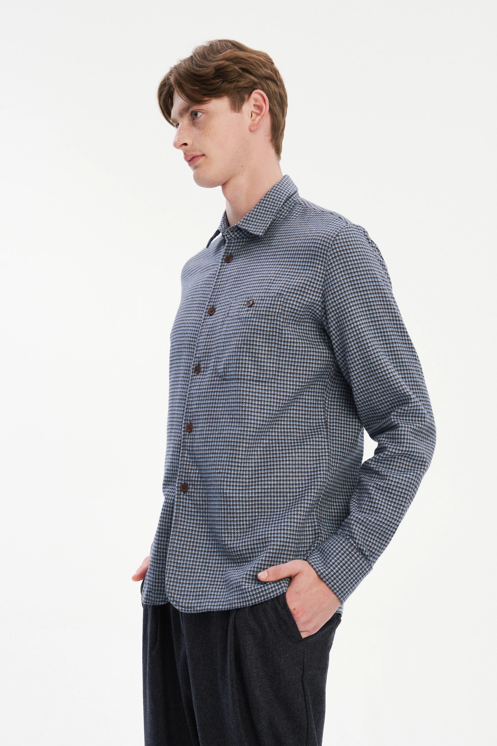 Strong Shirt in a Navy Blue Portuguese Cotton Flannel