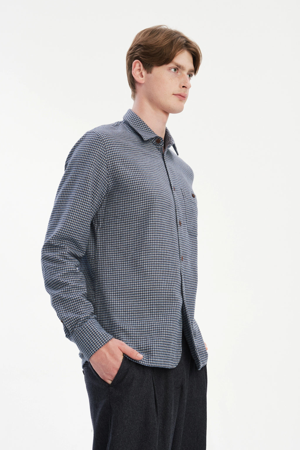 Strong Shirt in a Navy Blue Portuguese Cotton Flannel