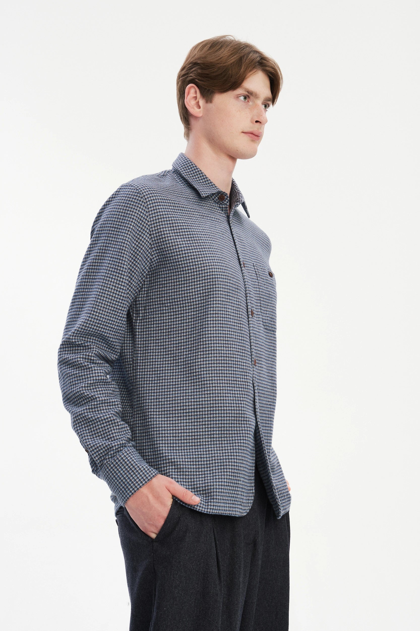 Strong Shirt in a Navy Blue Portuguese Cotton Flannel