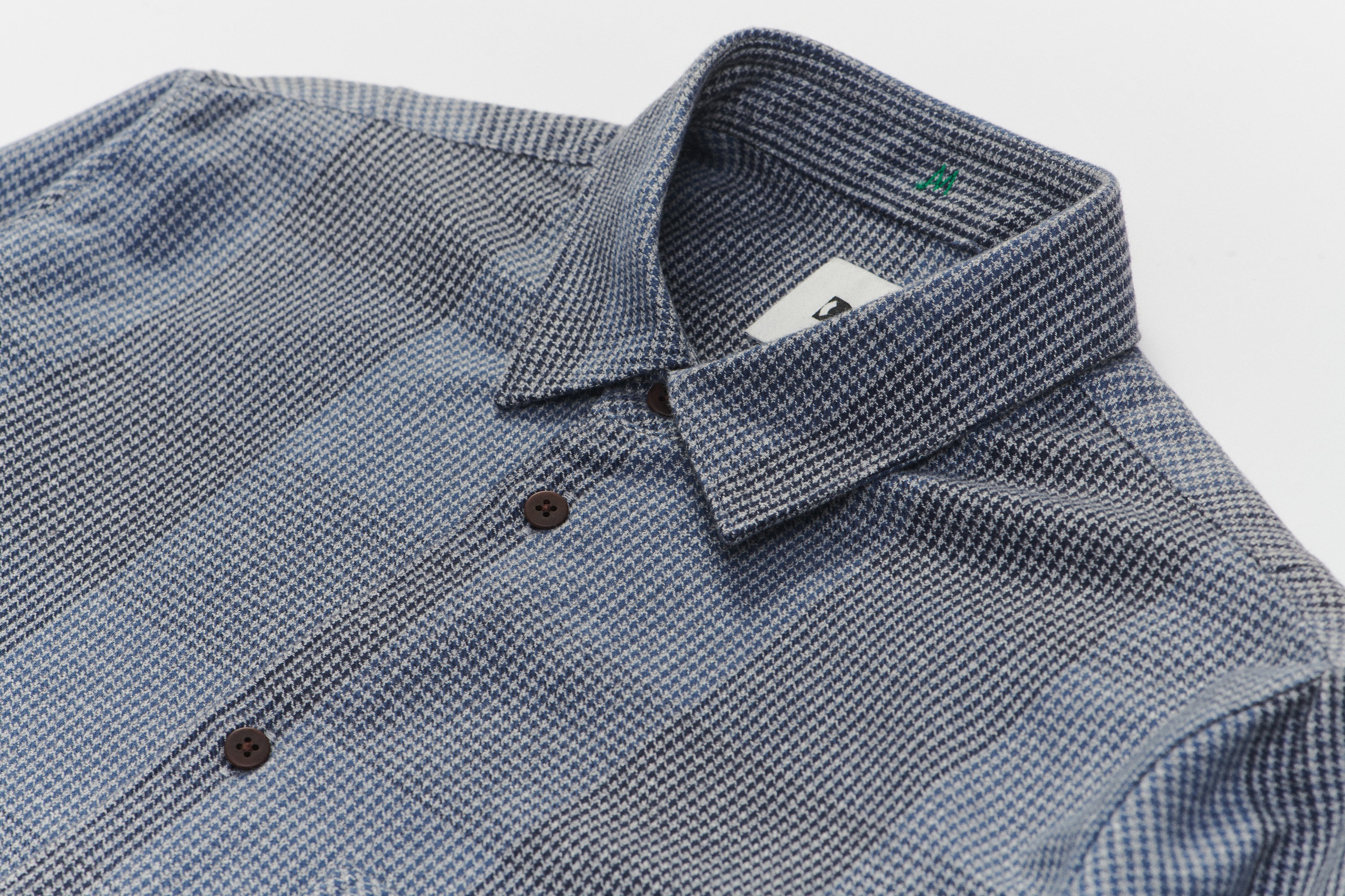 Strong Shirt in a Blue, Grey and Black Chequered Portuguese Cotton Flannel