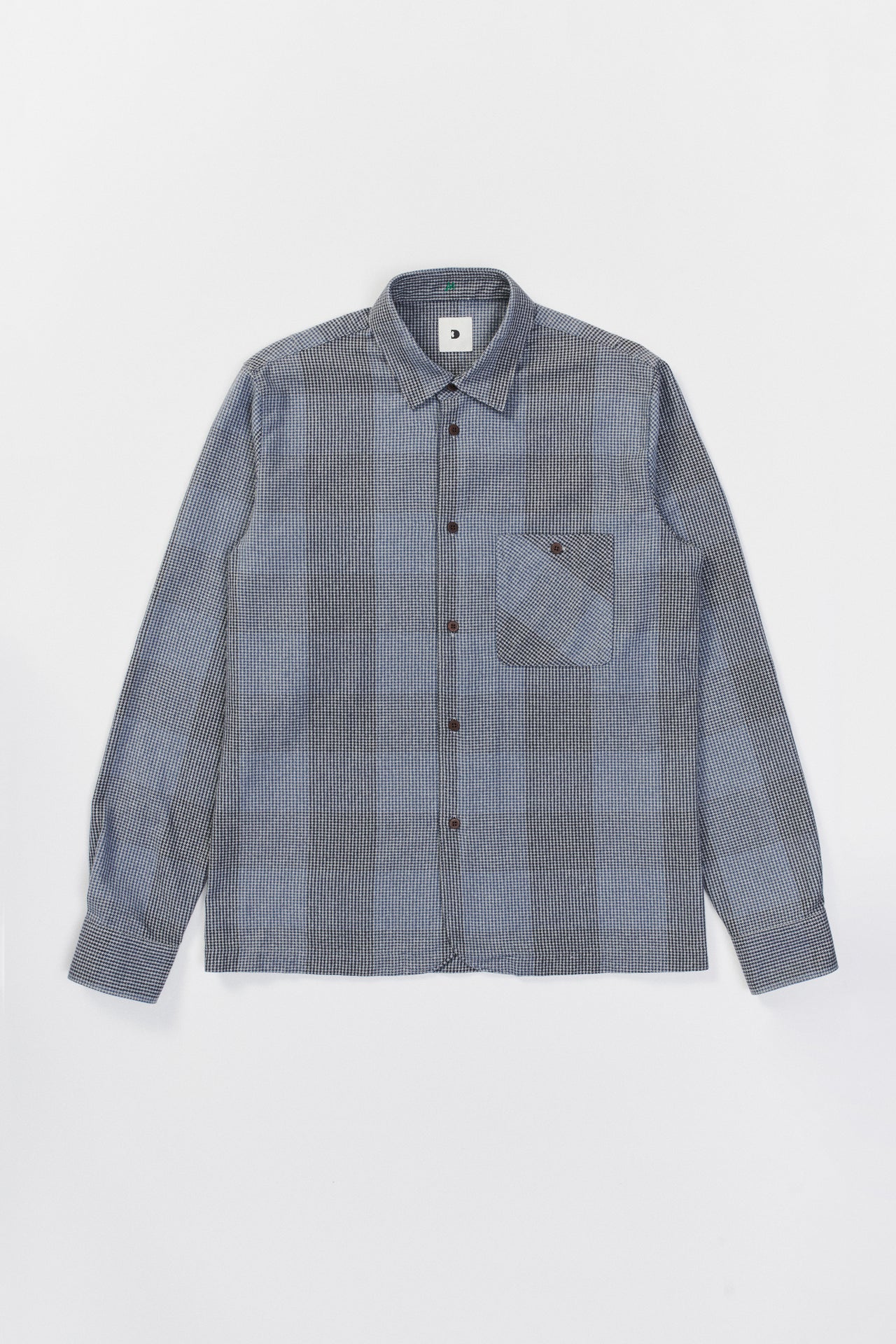 Strong Shirt in a Blue, Grey and Black Chequered Portuguese Cotton Flannel