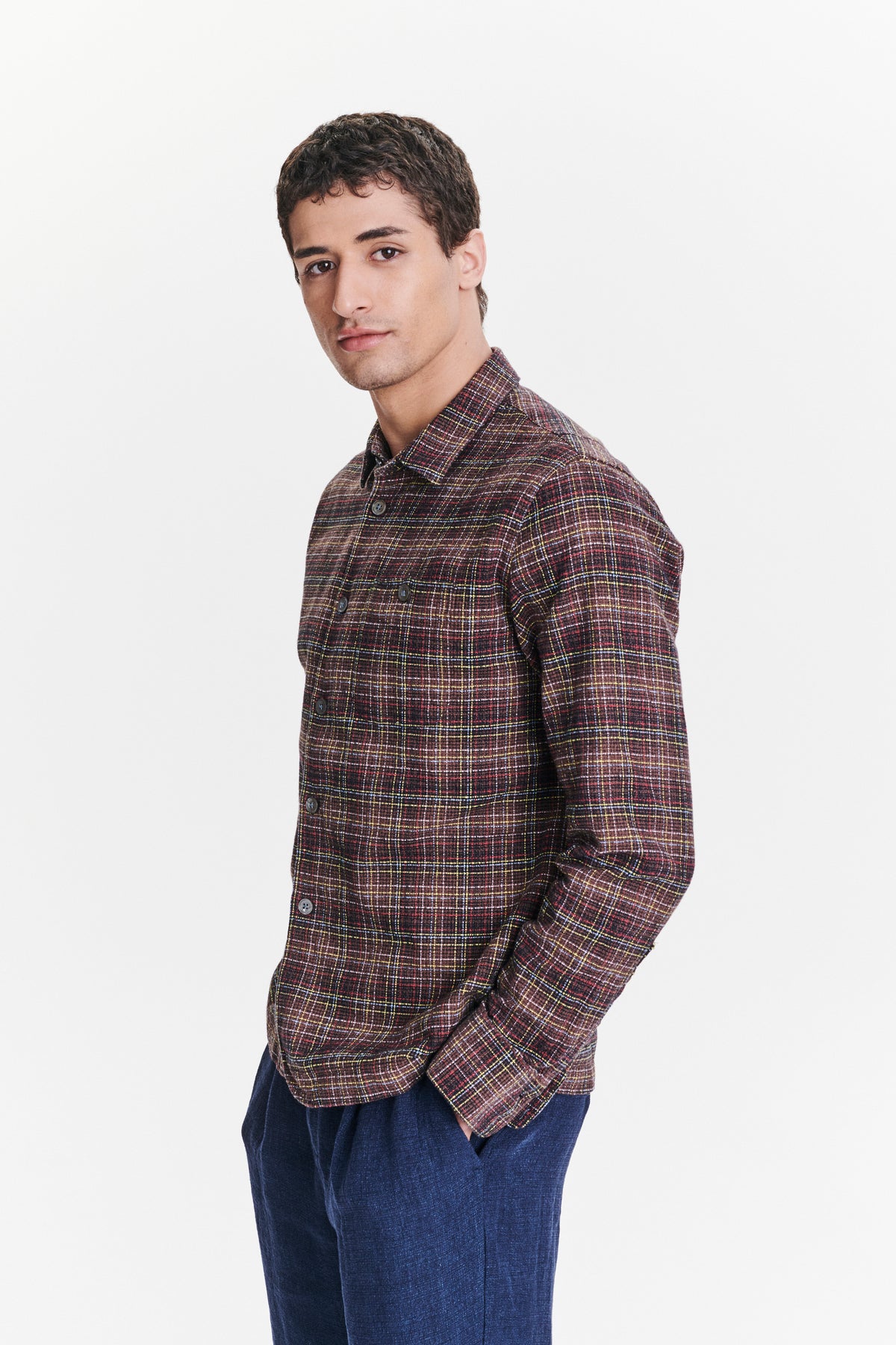 Strong Shirt a Brown, Yellow, White and Red Chequered Portuguese Cotton