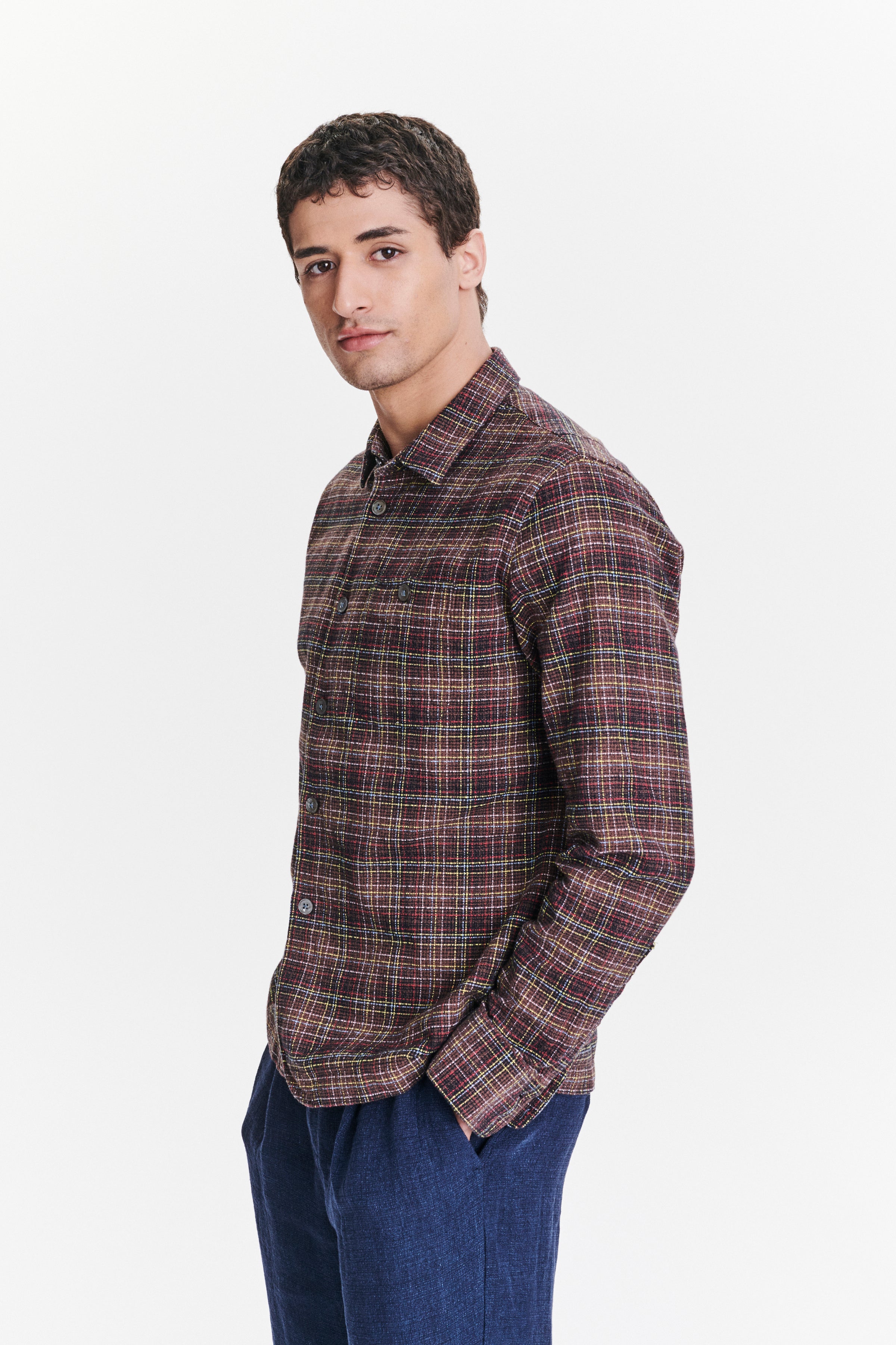 Strong Shirt a Brown, Yellow, White and Red Chequered Portuguese Cotton