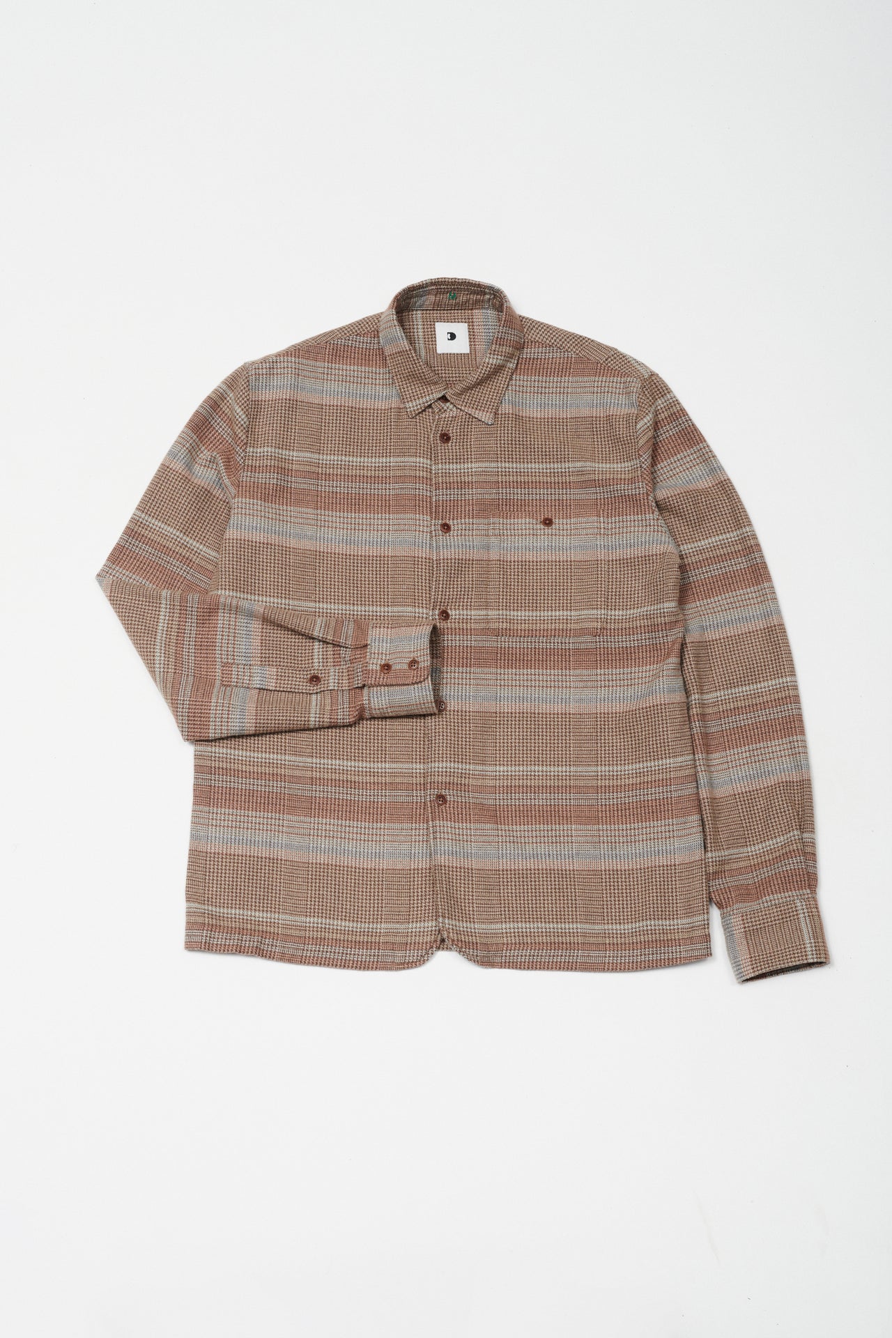 Strong Shirt in a Brown, Beige, Light Blue and Red Portuguese Cotton Flannel