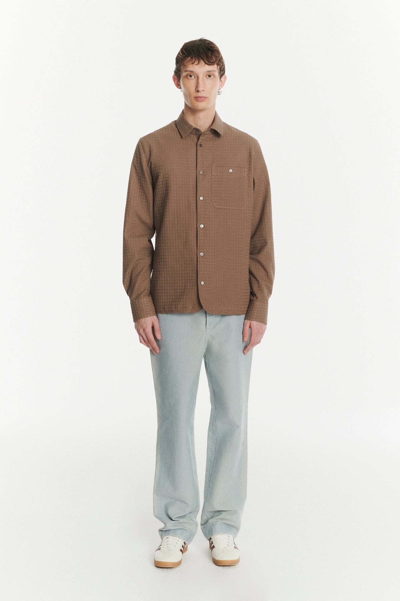 Strong Shirt in a Brown Structural Portuguese Cotton