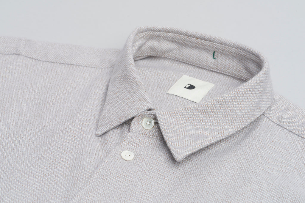 Feel Good Shirt in a Grey Beige Portuguese Cotton Flannel
