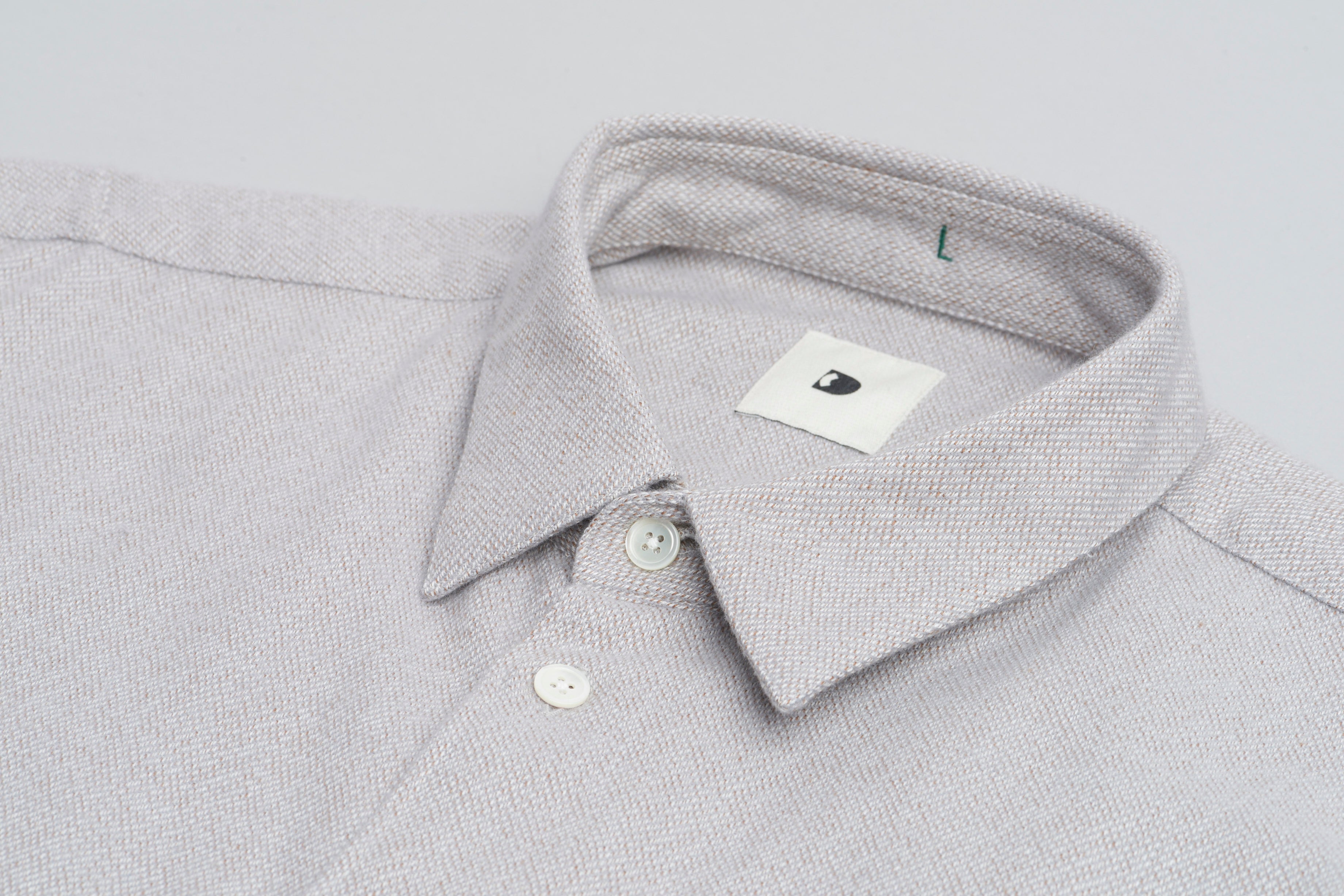 Feel Good Shirt in a Grey Beige Portuguese Cotton Flannel