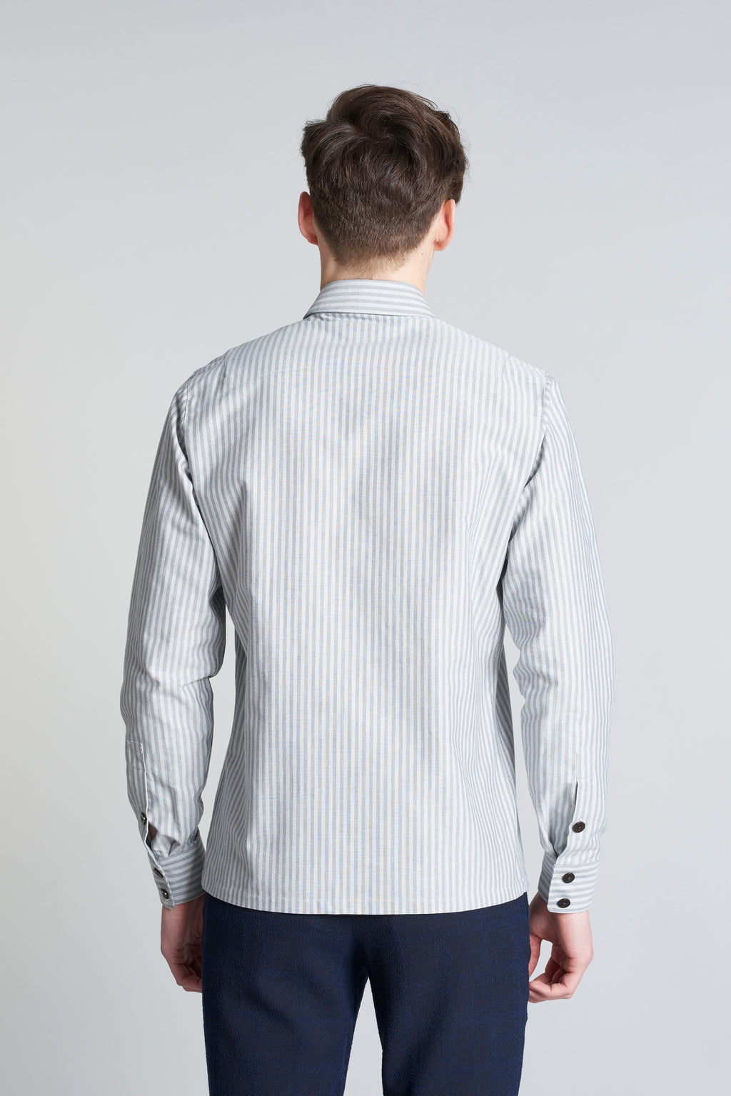 Strong Shirt in a Fine Grey Stripe Portuguese Cotton
