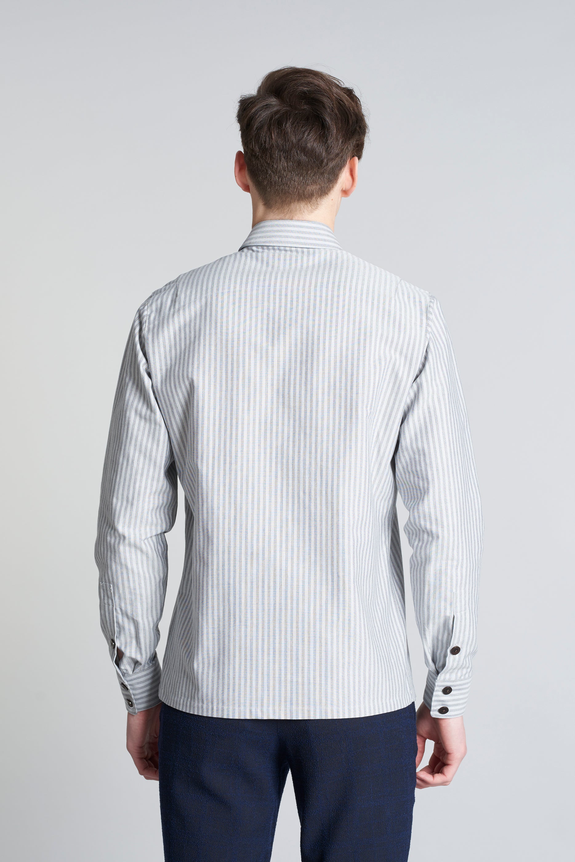 Strong Shirt in a Fine Grey Stripe Portuguese Cotton