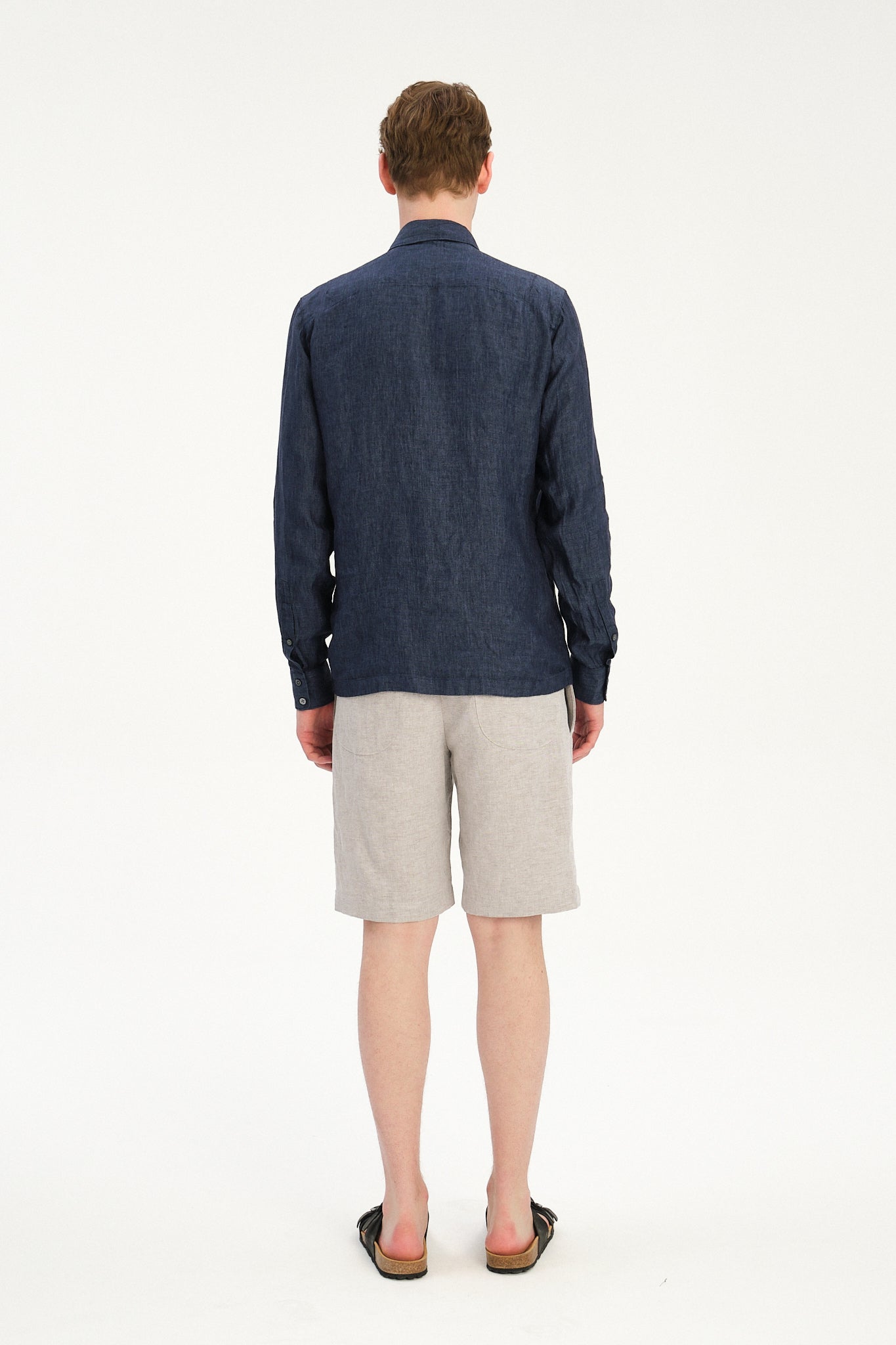 Strong Shirt in a Navy Blue Micro Herringbone Italian Cotton