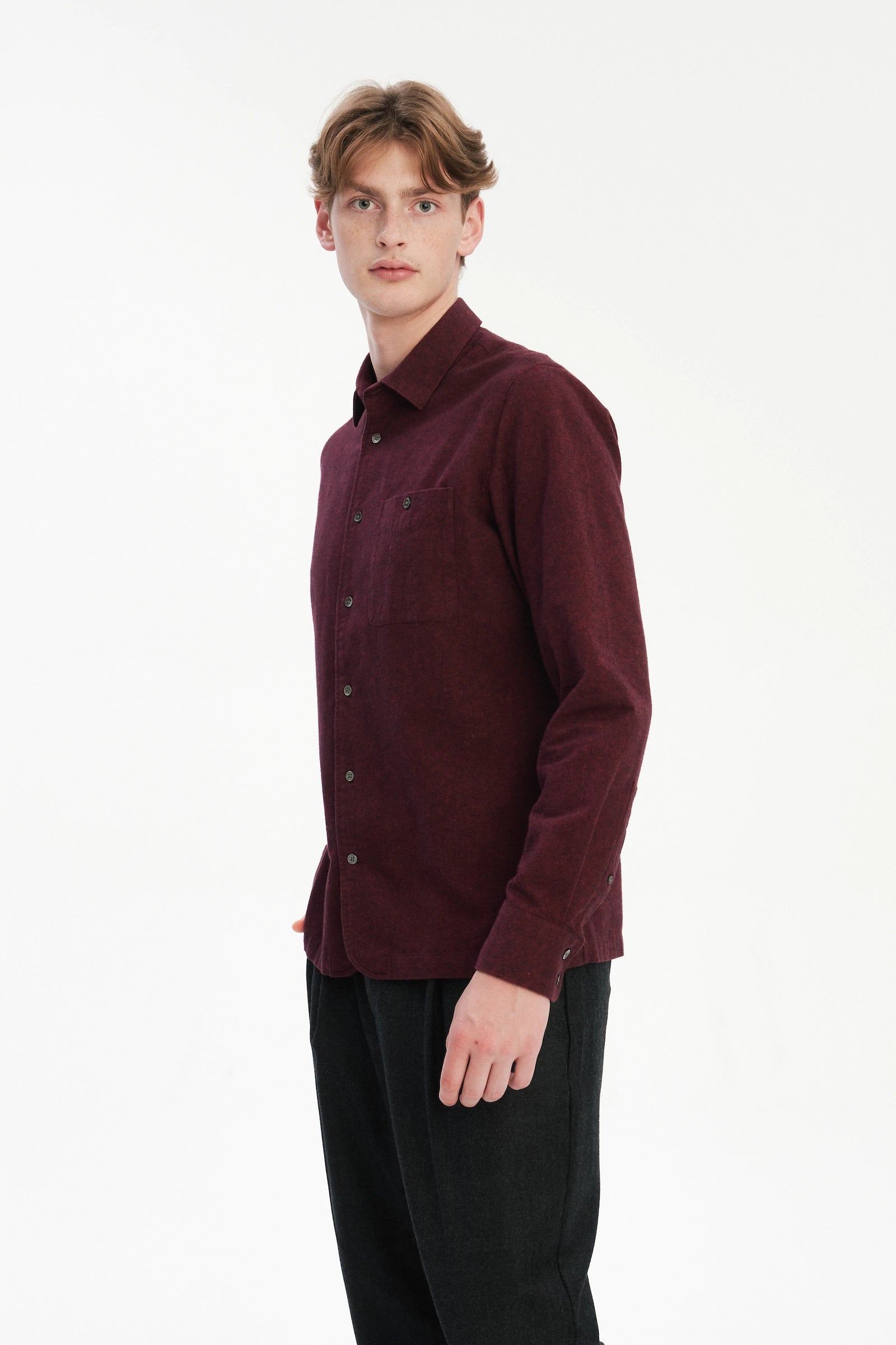 Strong Shirt in a Wine Recycled Italian Cotton Flannel