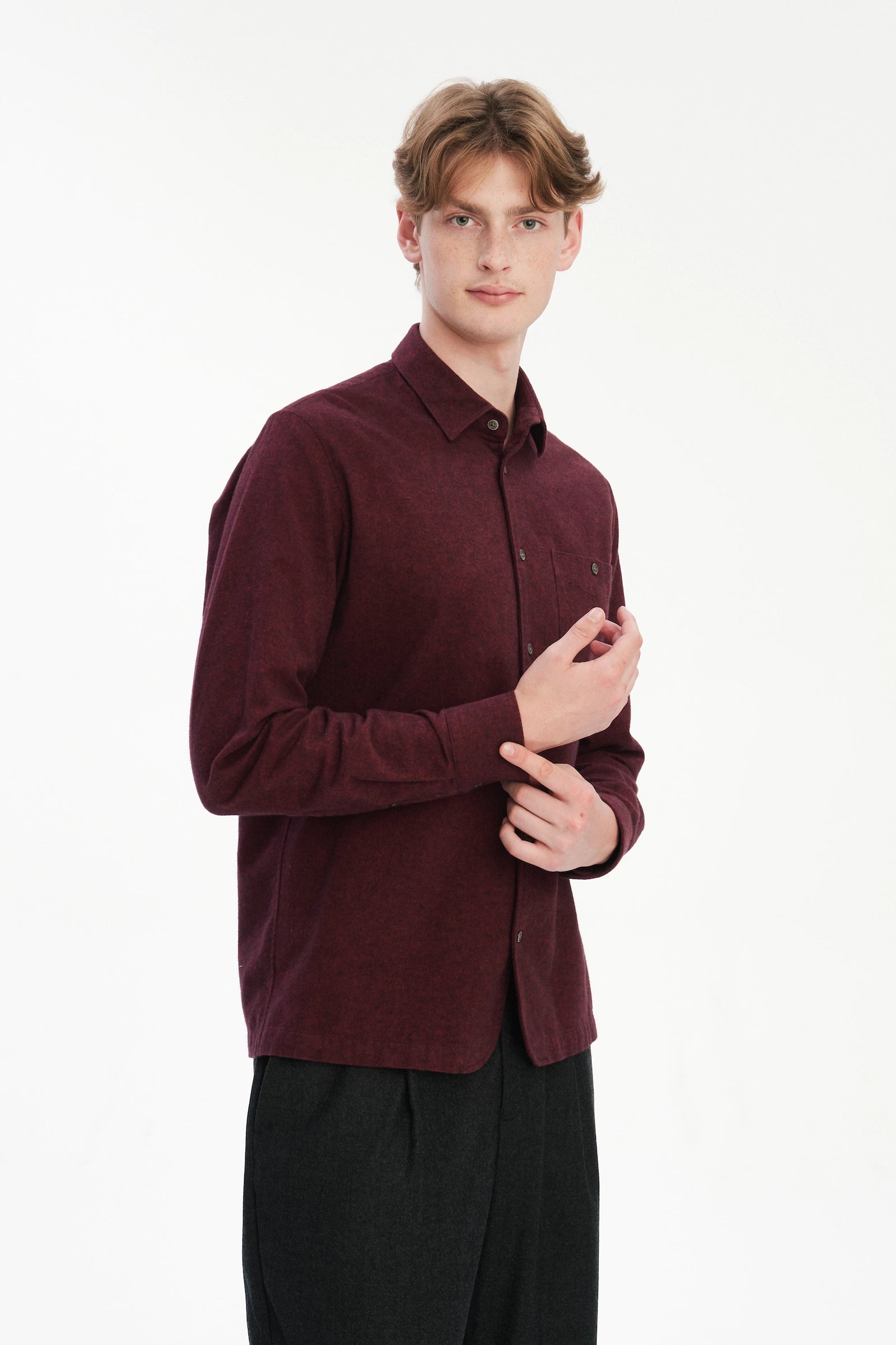 Strong Shirt in a Wine Recycled Italian Cotton Flannel