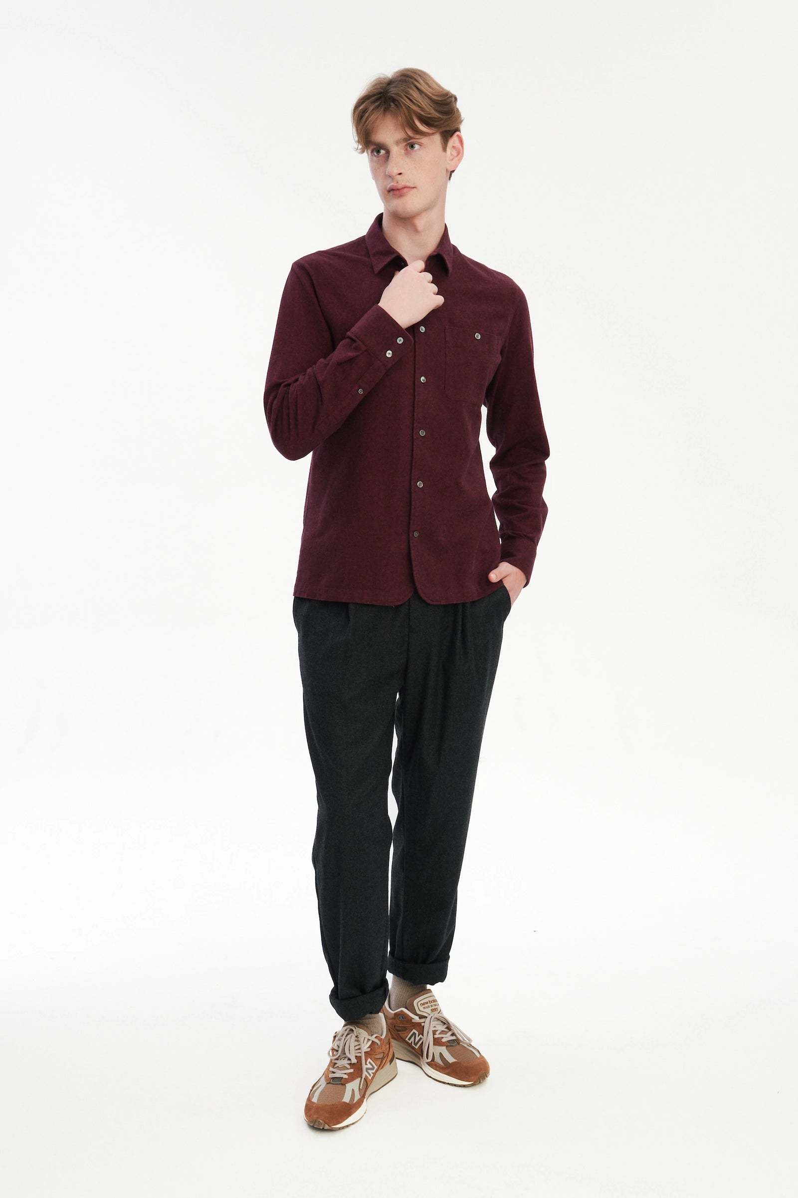 Strong Shirt in a Wine Recycled Italian Cotton Flannel