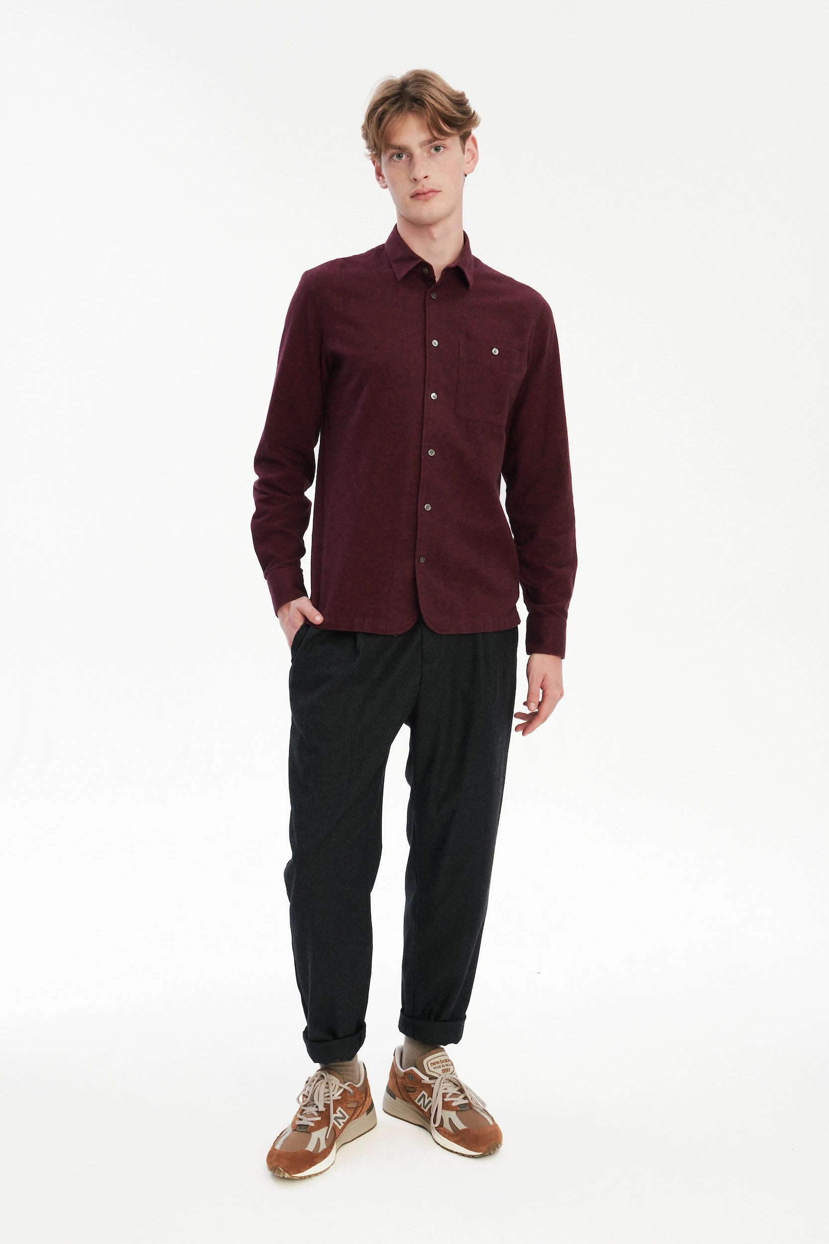 Strong Shirt in a Wine Recycled Italian Cotton Flannel