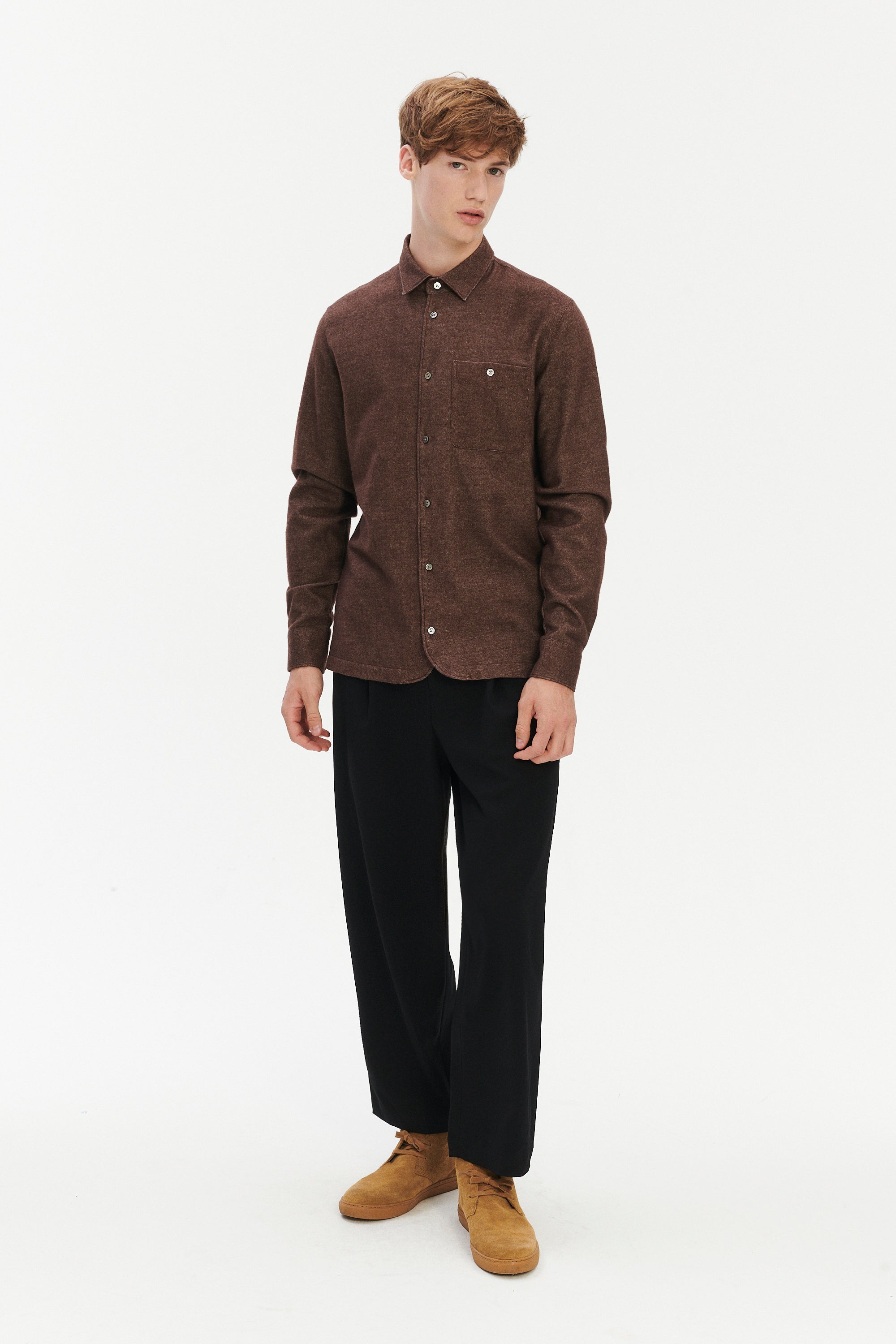 Strong Shirt in a Japanese Blend of Organic Cotton & Yak - Brown