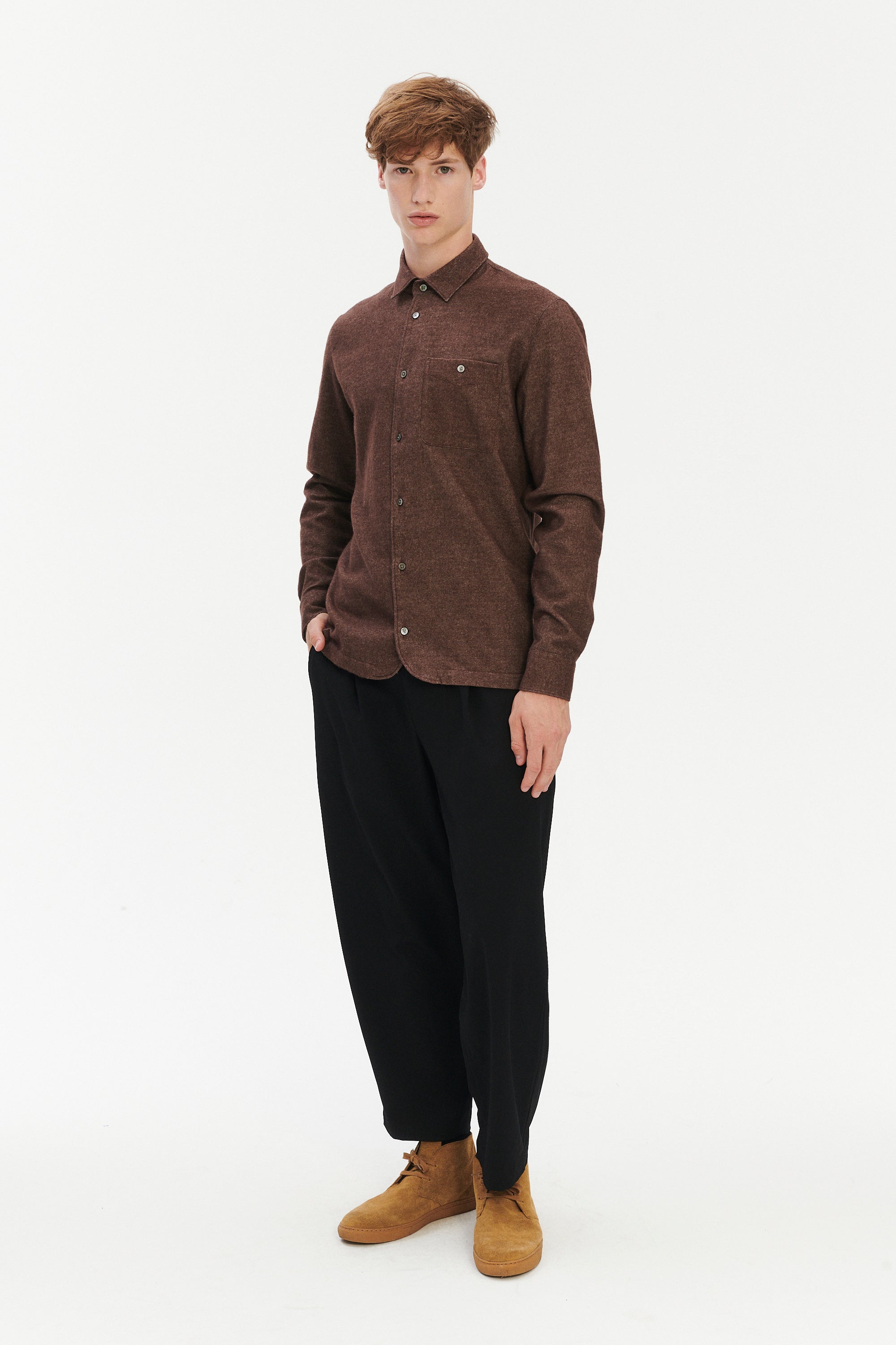 Strong Shirt in a Japanese Blend of Organic Cotton & Yak - Brown