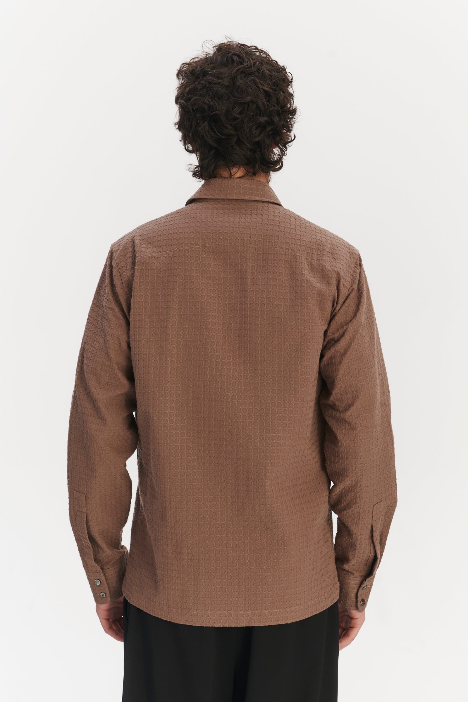 Strong Shirt in a Brown Waffle Textured Portuguese Cotton