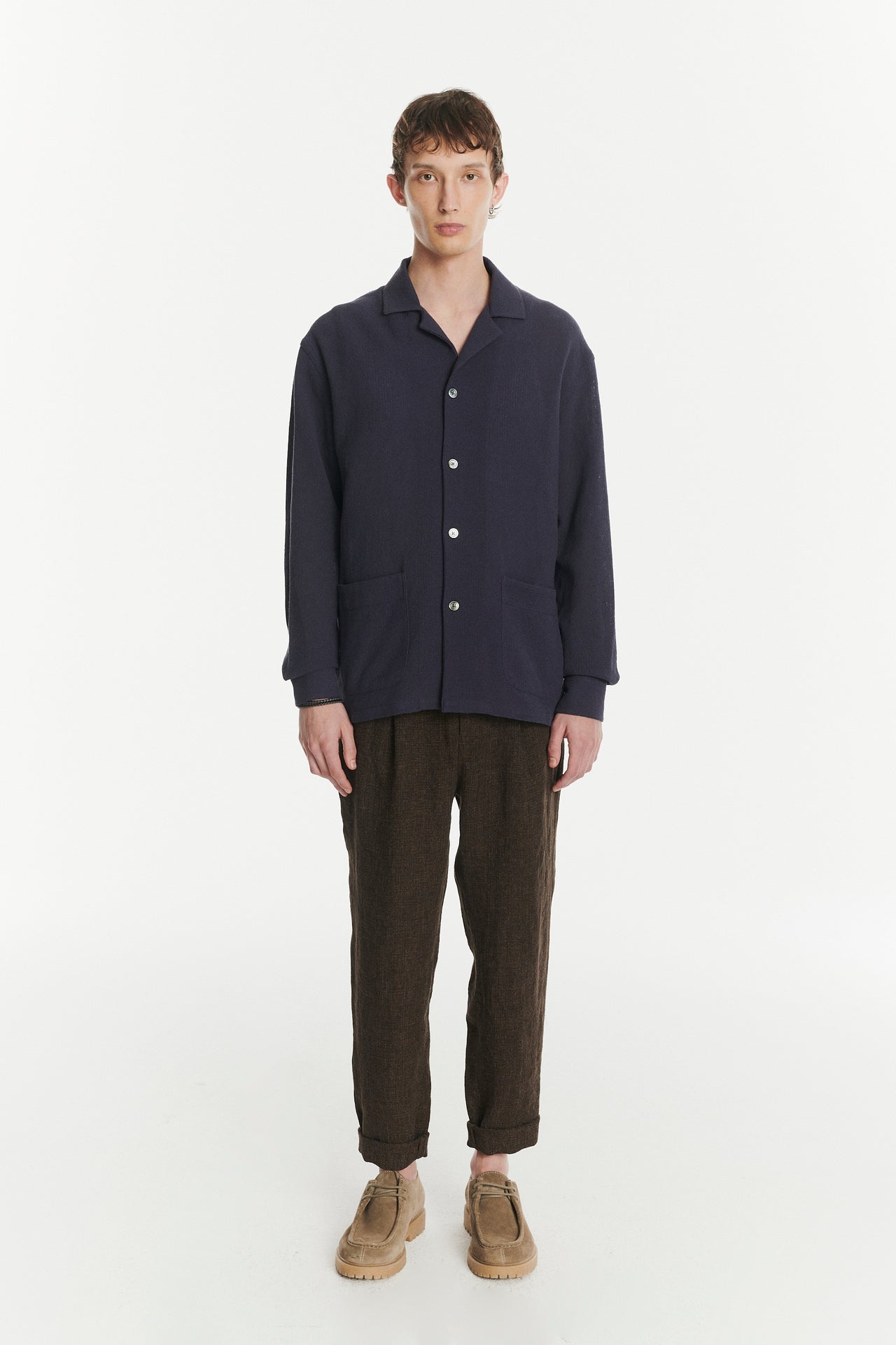 Workwear overshirt in a Navy Structural Portuguese Cotton