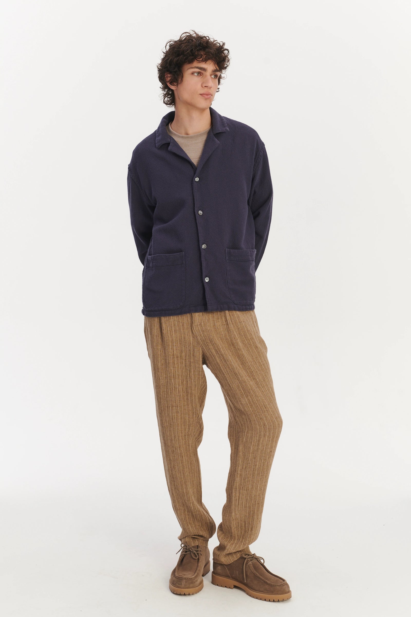 Workwear Overshirt in a Navy Blue Portuguese Cotton