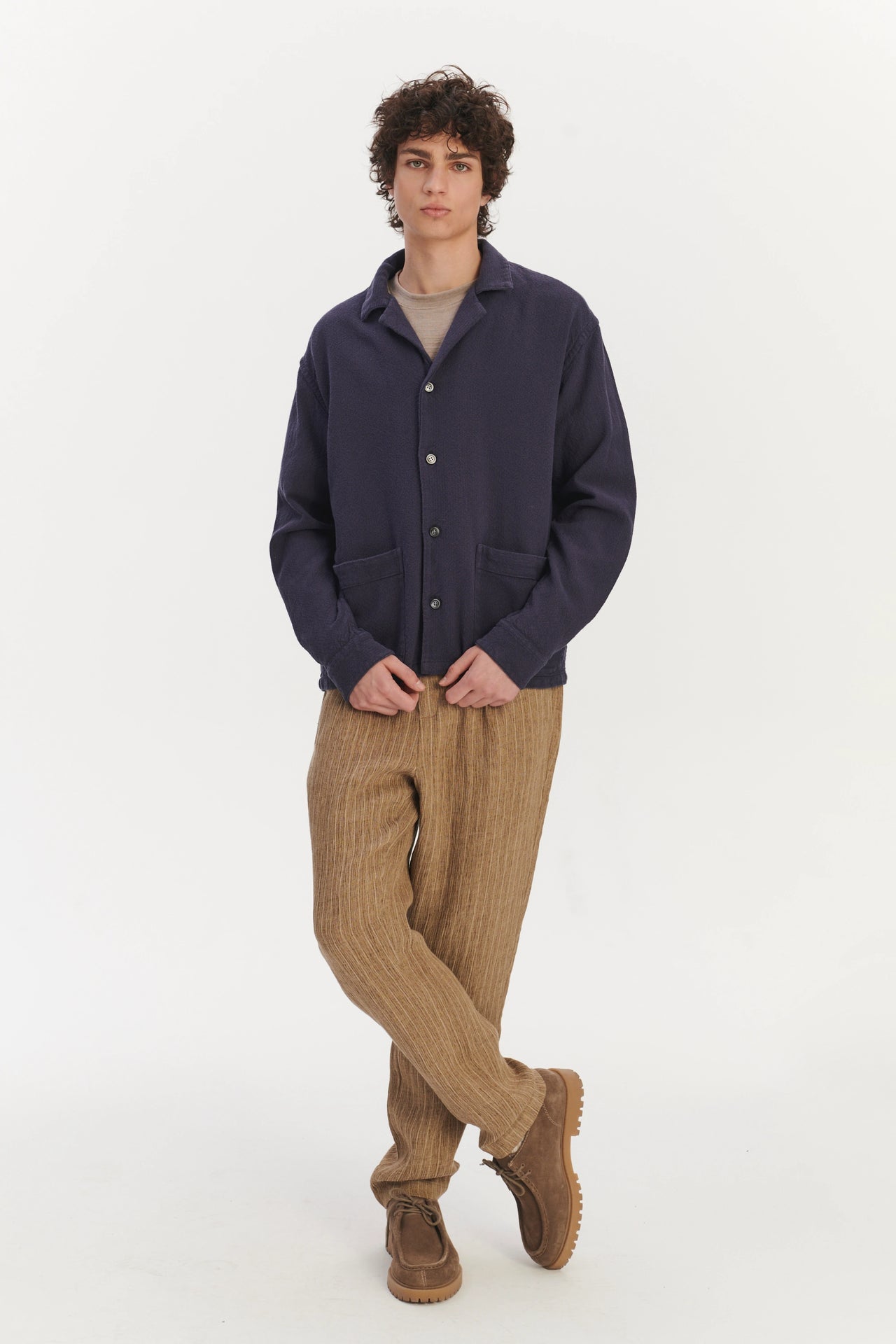 Workwear overshirt in a Navy Structural Portuguese Cotton