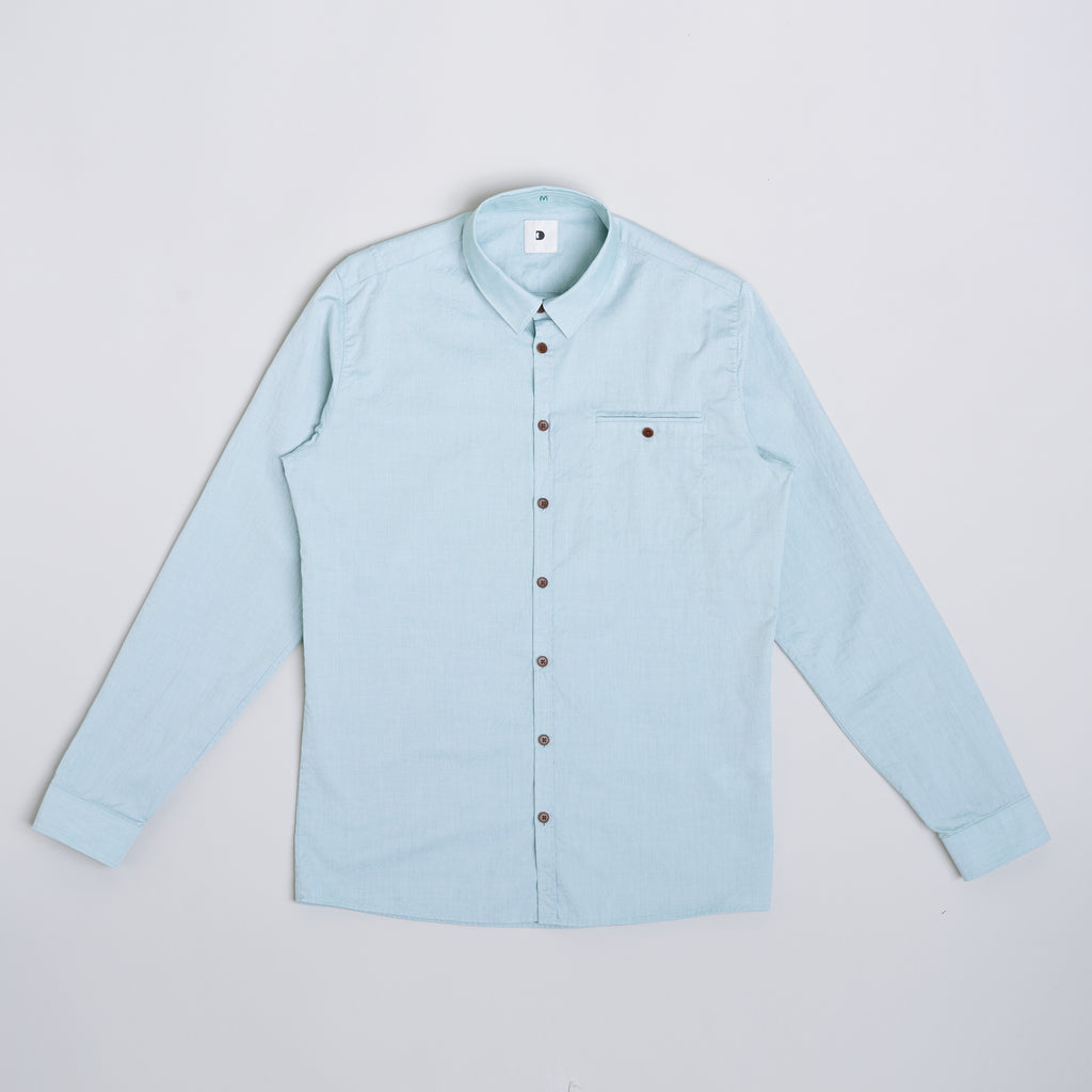 Proper Double Pocket Shirt in a Green Portuguese PinPoint Oxford