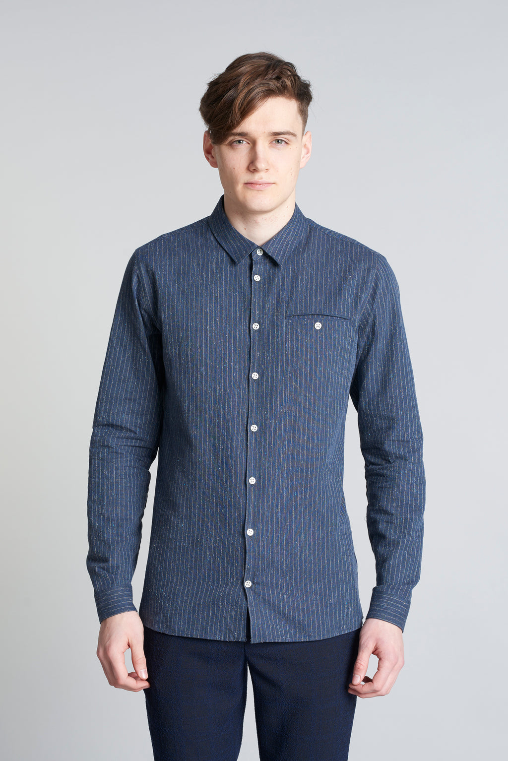 Proper Shirt in a Navy Blue Finest Italian Cotton
