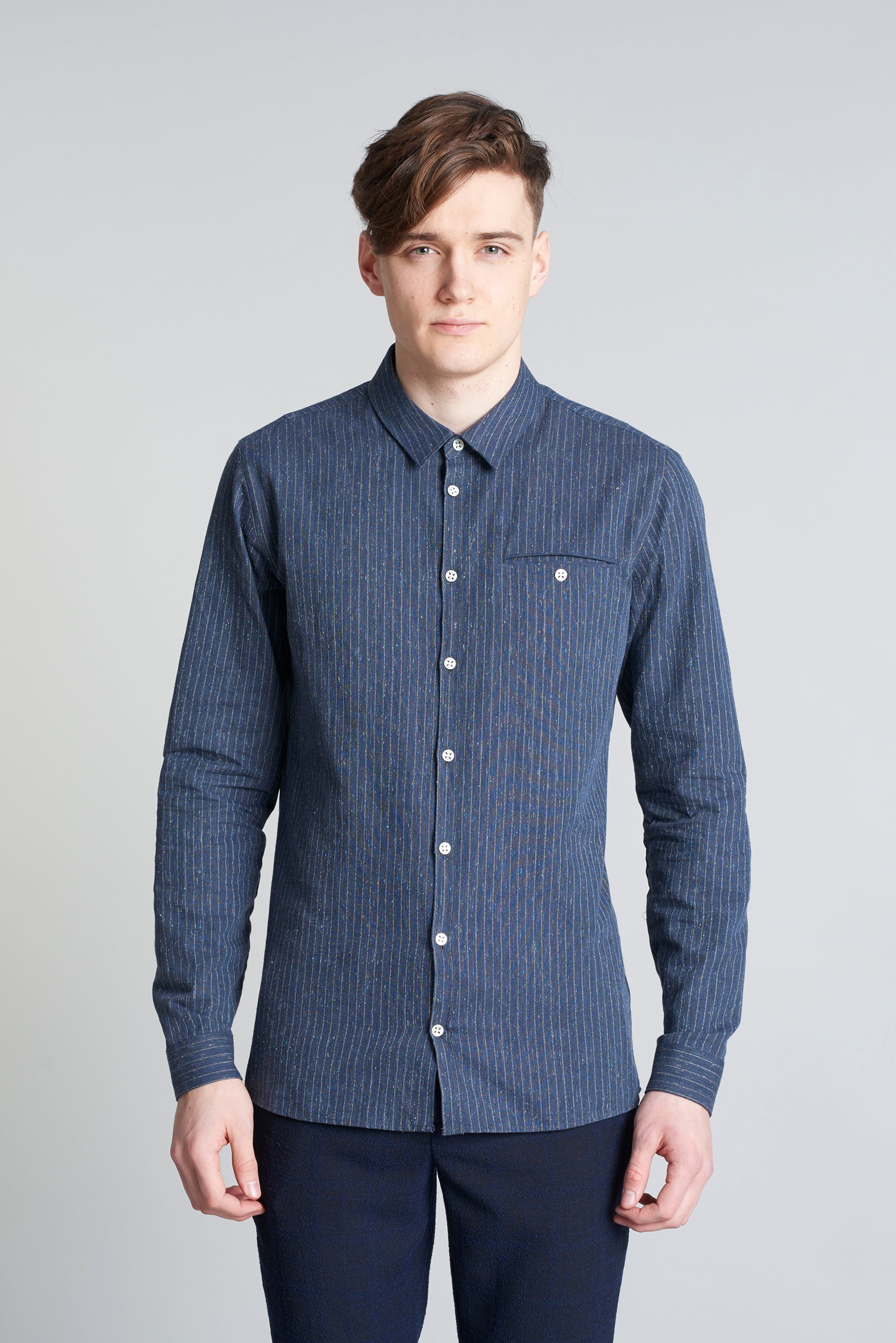 Proper Shirt in a Navy Blue Finest Italian Cotton