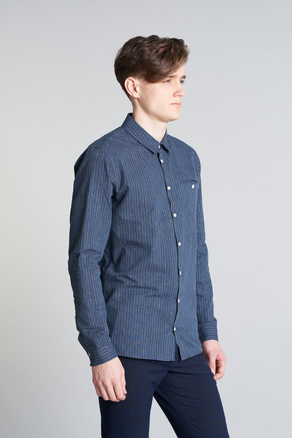 Proper Shirt in a Navy Blue Finest Italian Cotton