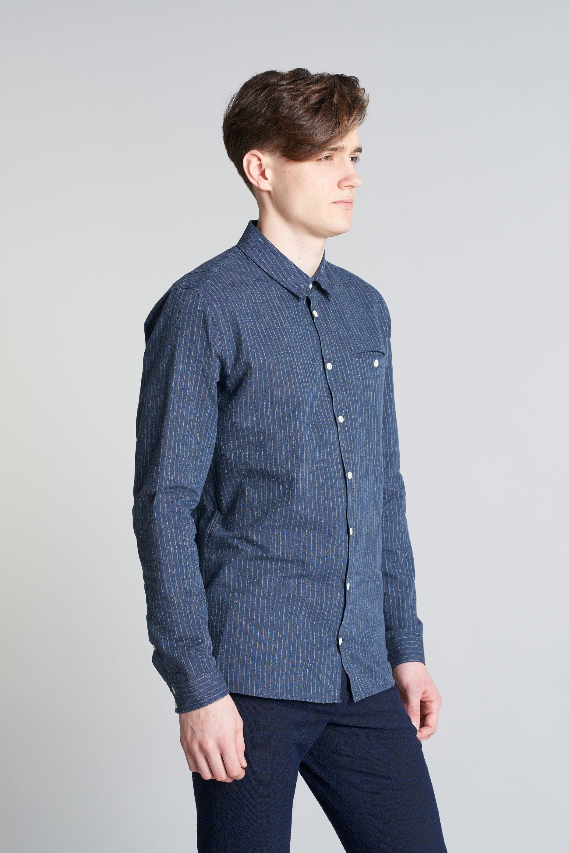 Proper Shirt in a Navy Blue Finest Italian Cotton