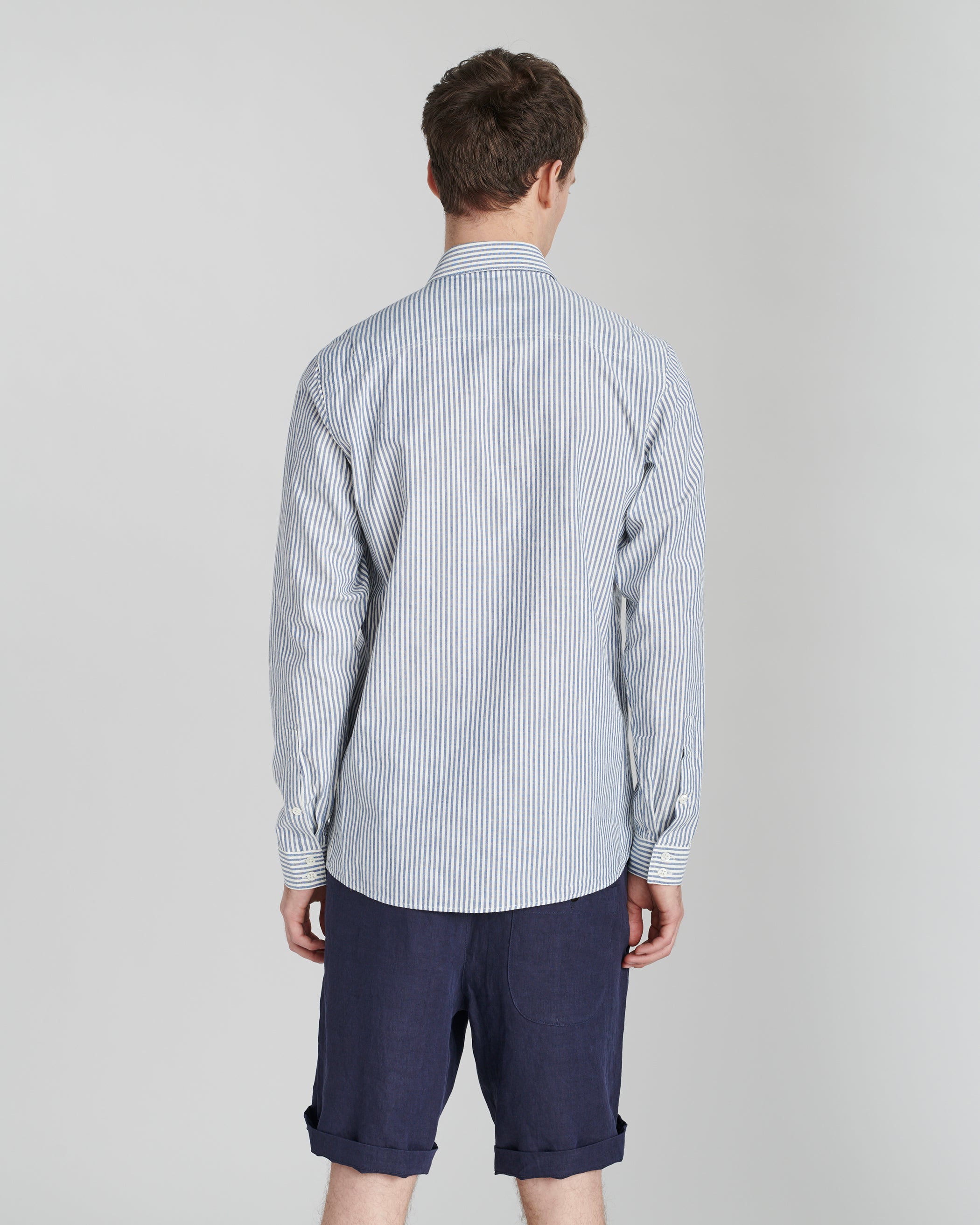 Proper Double Pocket Shirt in a Striped Portuguese Cotton